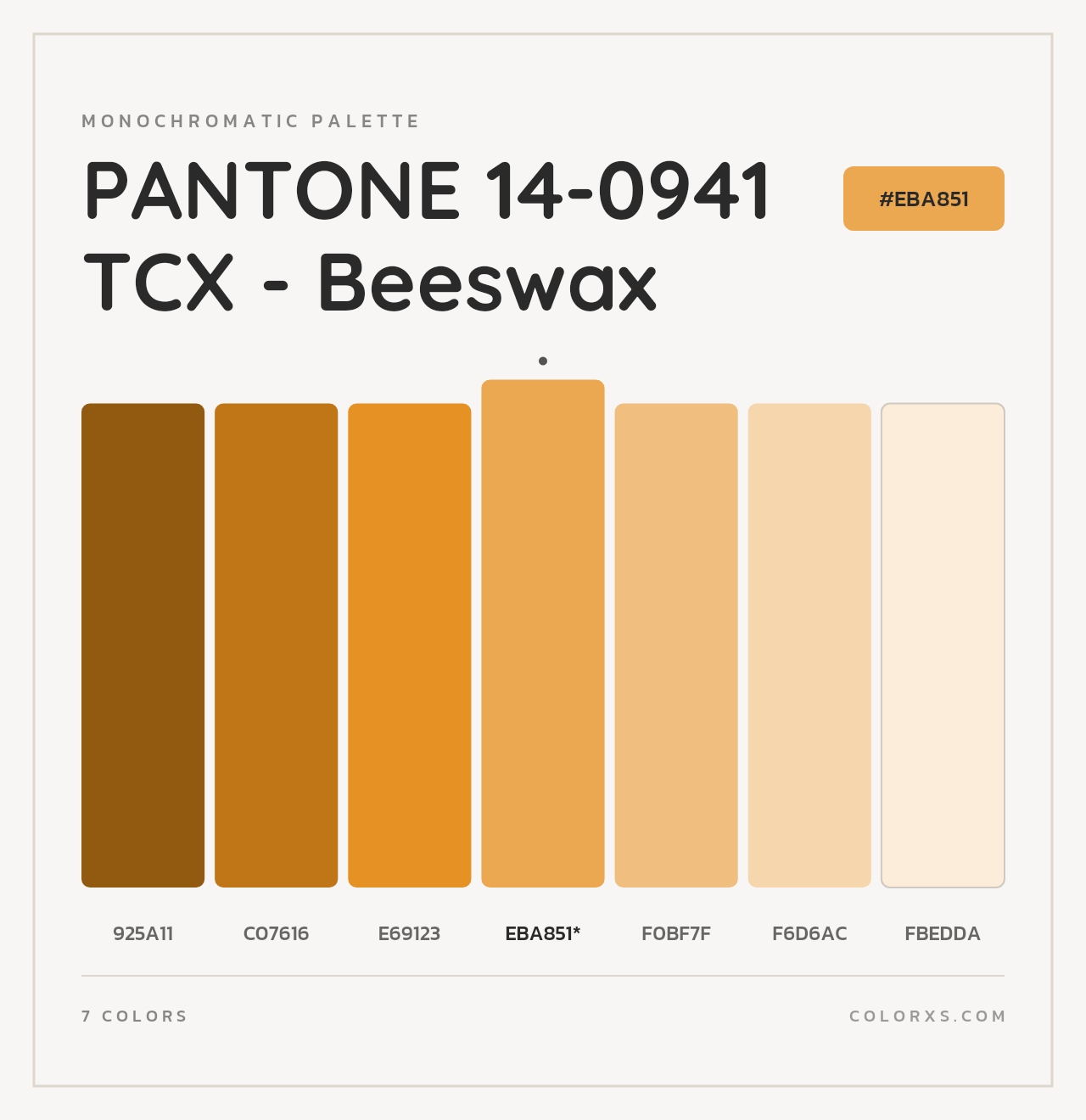 PANTONE 14-0941 TCX - Beeswax - Monochromatic Color Palette