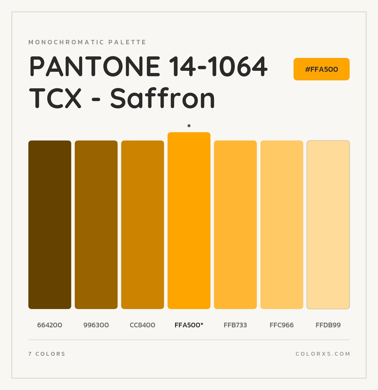 PANTONE 14-1064 TCX - Saffron - Monochromatic Color Palette
