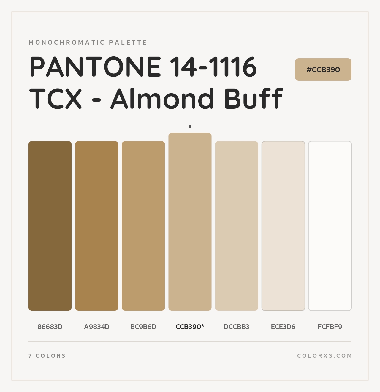PANTONE 14-1116 TCX - Almond Buff - Monochromatic Color Palette