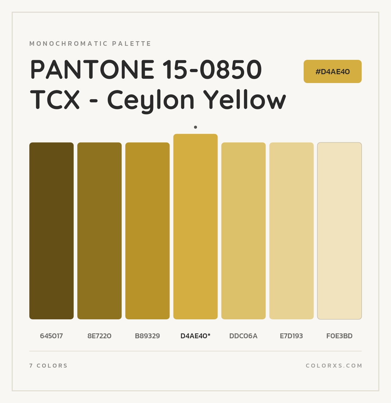 PANTONE 15-0850 TCX - Ceylon Yellow - Monochromatic Color Palette