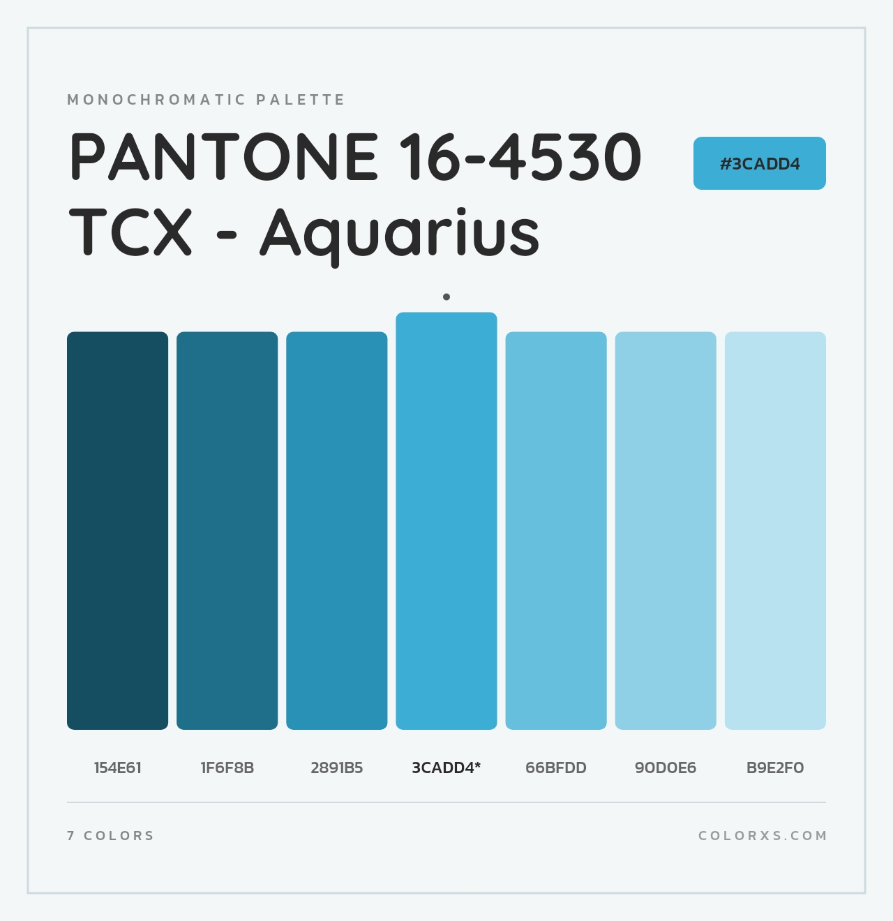 PANTONE 16-4530 TCX - Aquarius - Monochromatic Color Palette