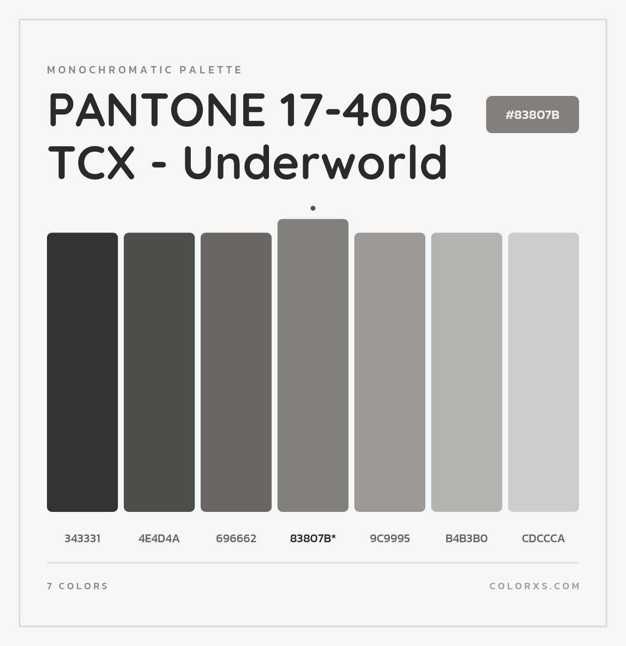 PANTONE 17-4005 TCX - Underworld - Monochromatic Color Palette
