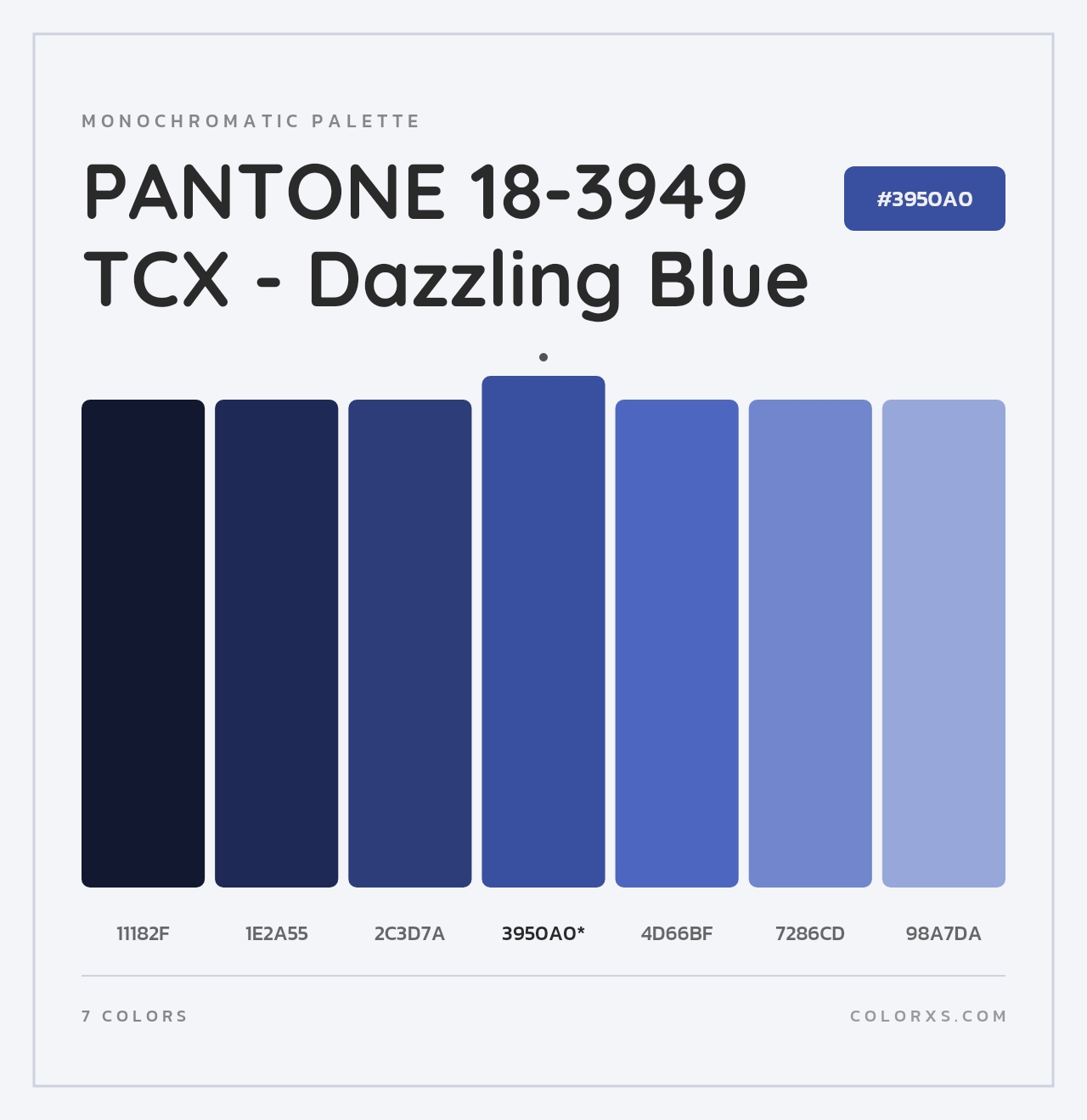 PANTONE 18-3949 TCX - Dazzling Blue - Monochromatic Color Palette