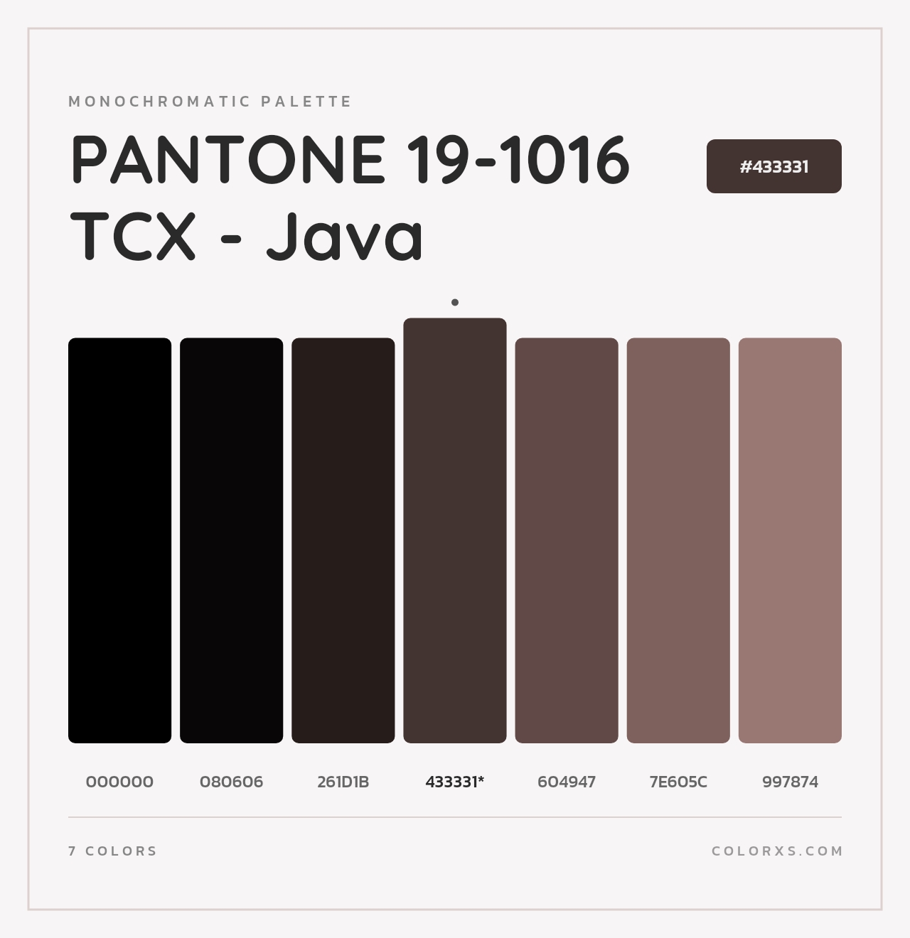 PANTONE 19-1016 TCX - Java - Monochromatic Color Palette
