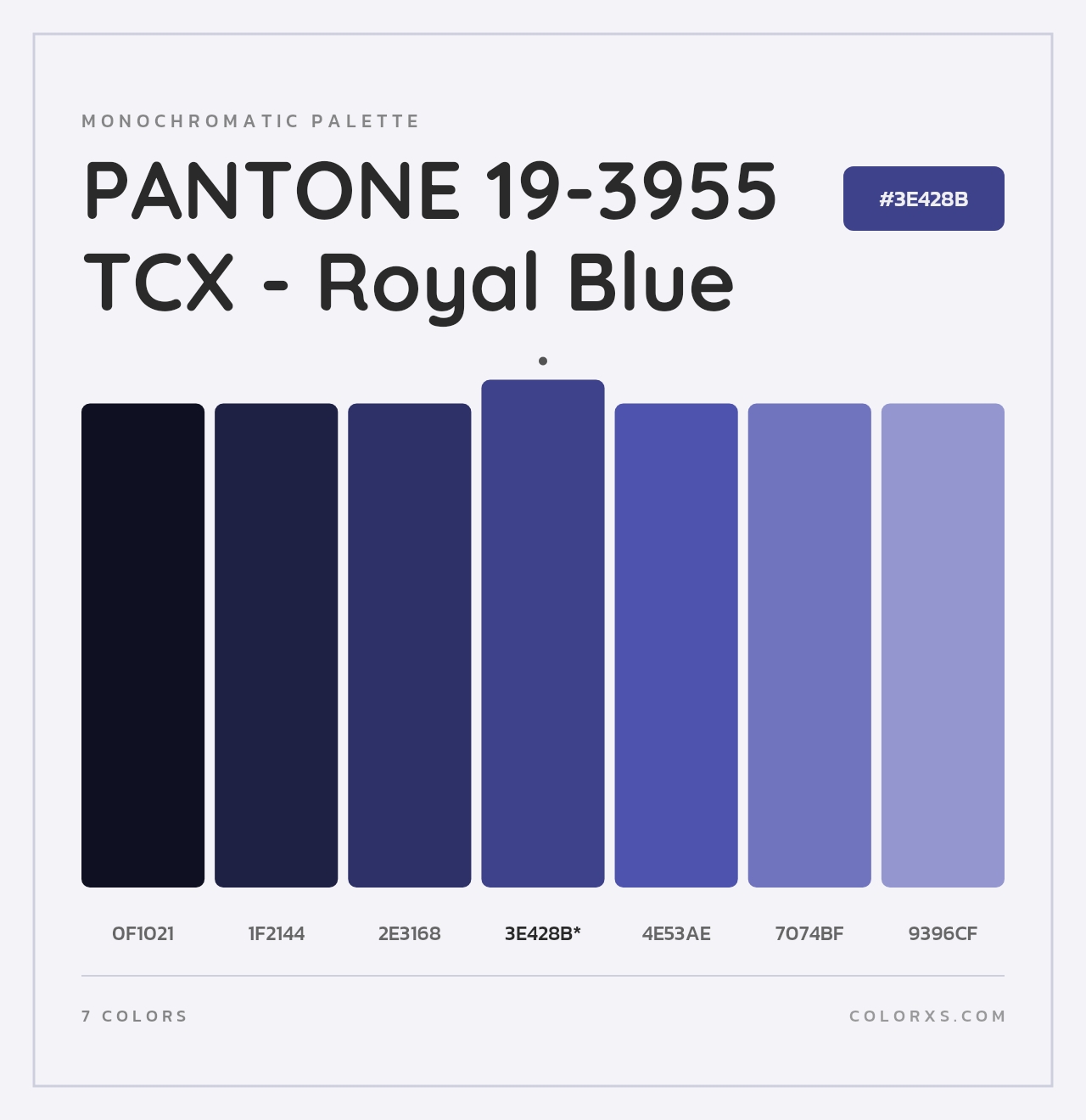 PANTONE 19-3955 TCX - Royal Blue - Monochromatic Color Palette