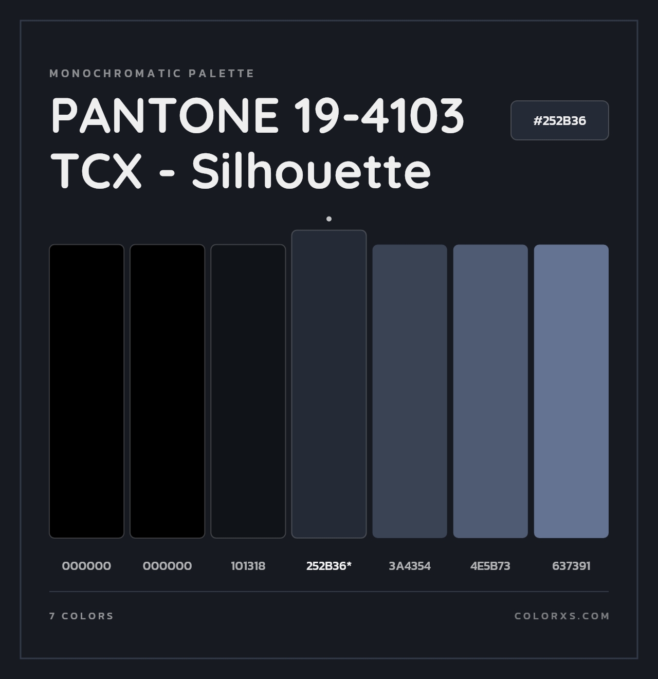 PANTONE 19-4103 TCX - Silhouette - Monochromatic Color Palette