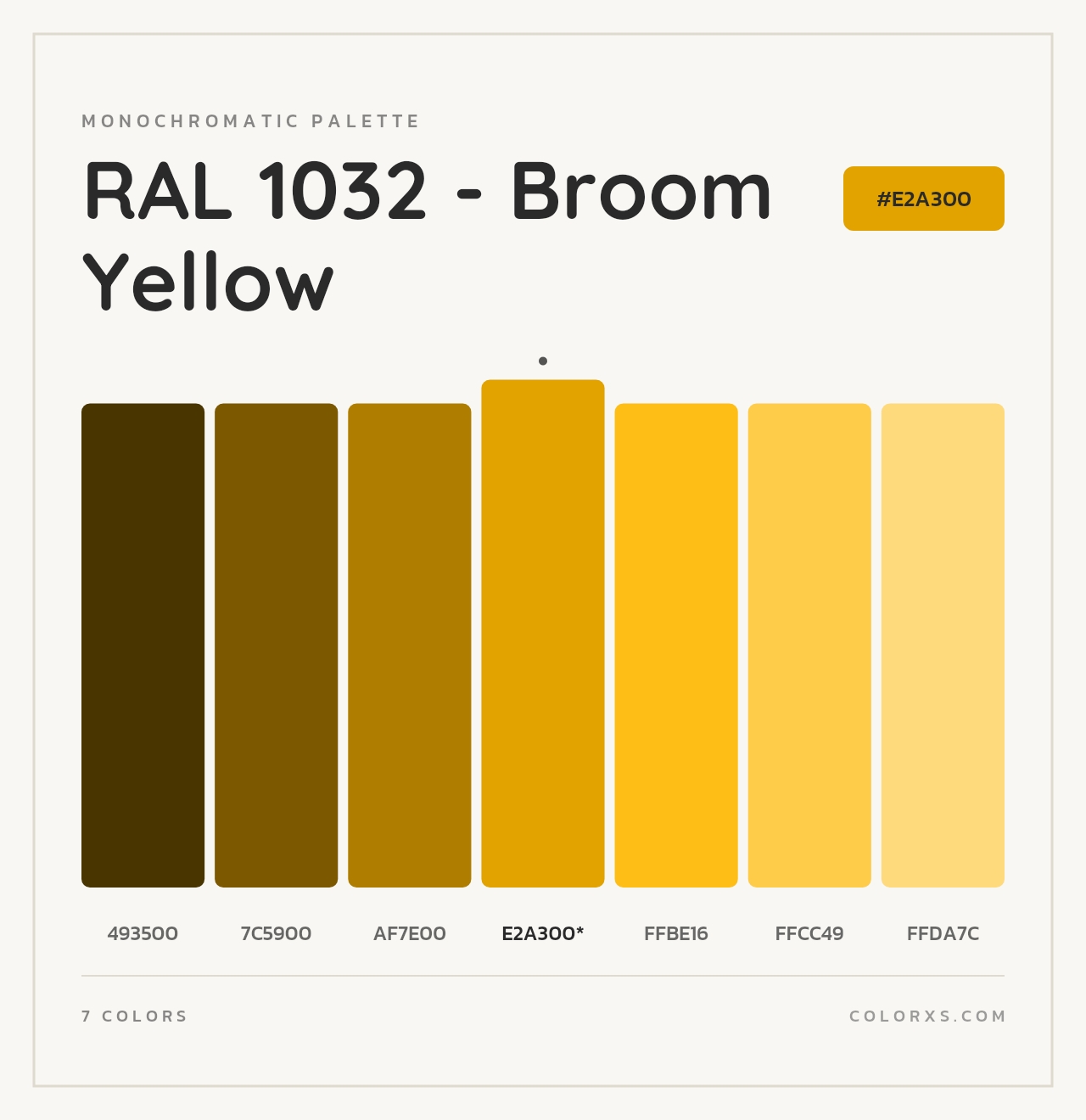 RAL 1032 - Broom Yellow - Monochromatic Color Palette