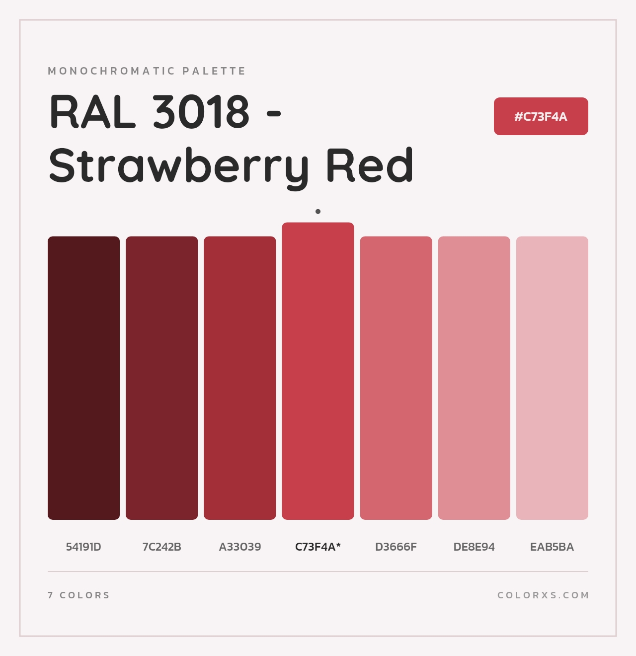 RAL 3018 - Strawberry Red - Monochromatic Color Palette