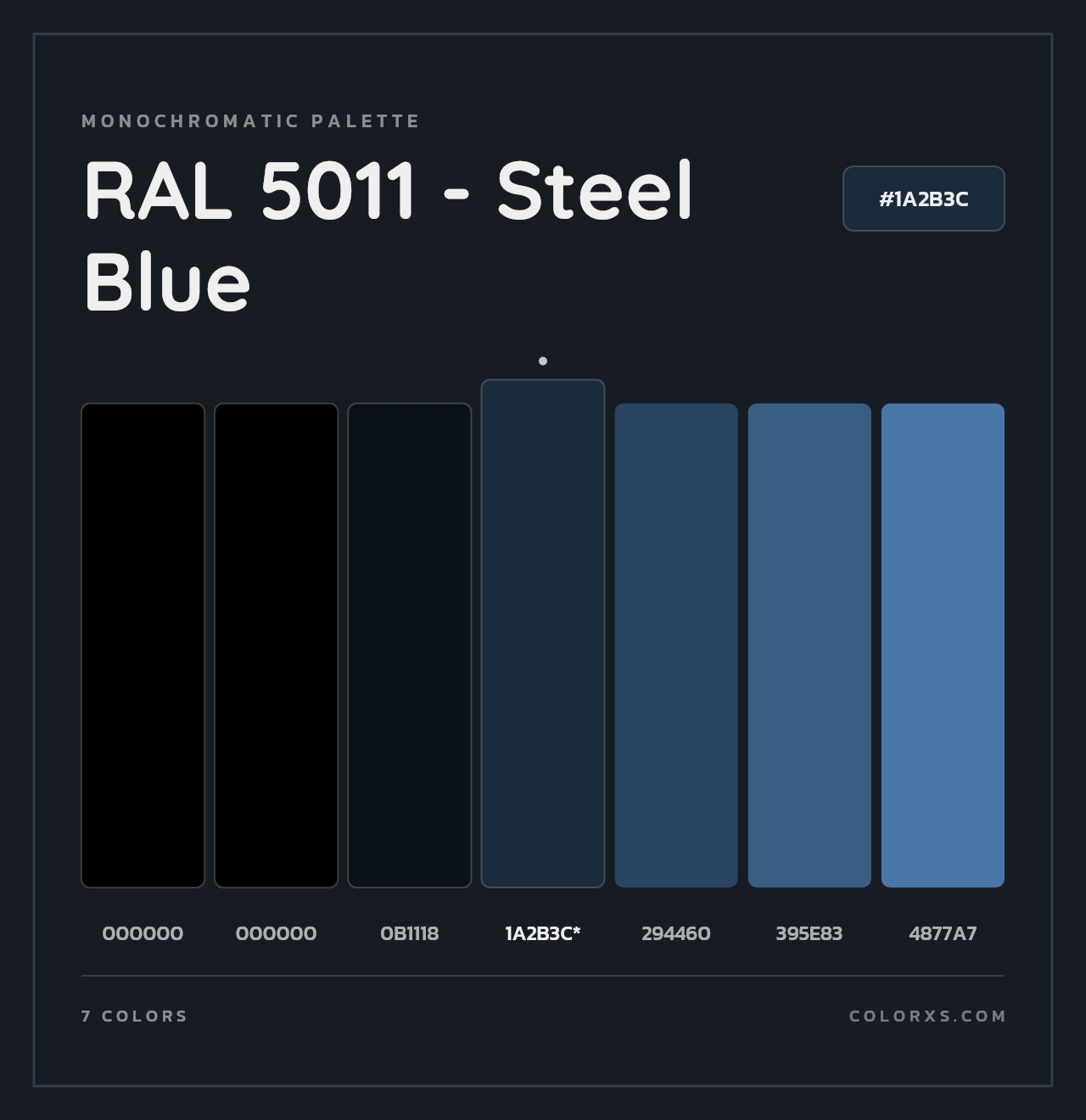 RAL 5011 - Steel Blue - Monochromatic Color Palette