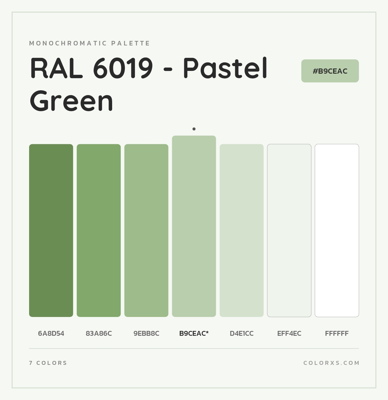 RAL 6019 - Pastel Green - Monochromatic Color Palette