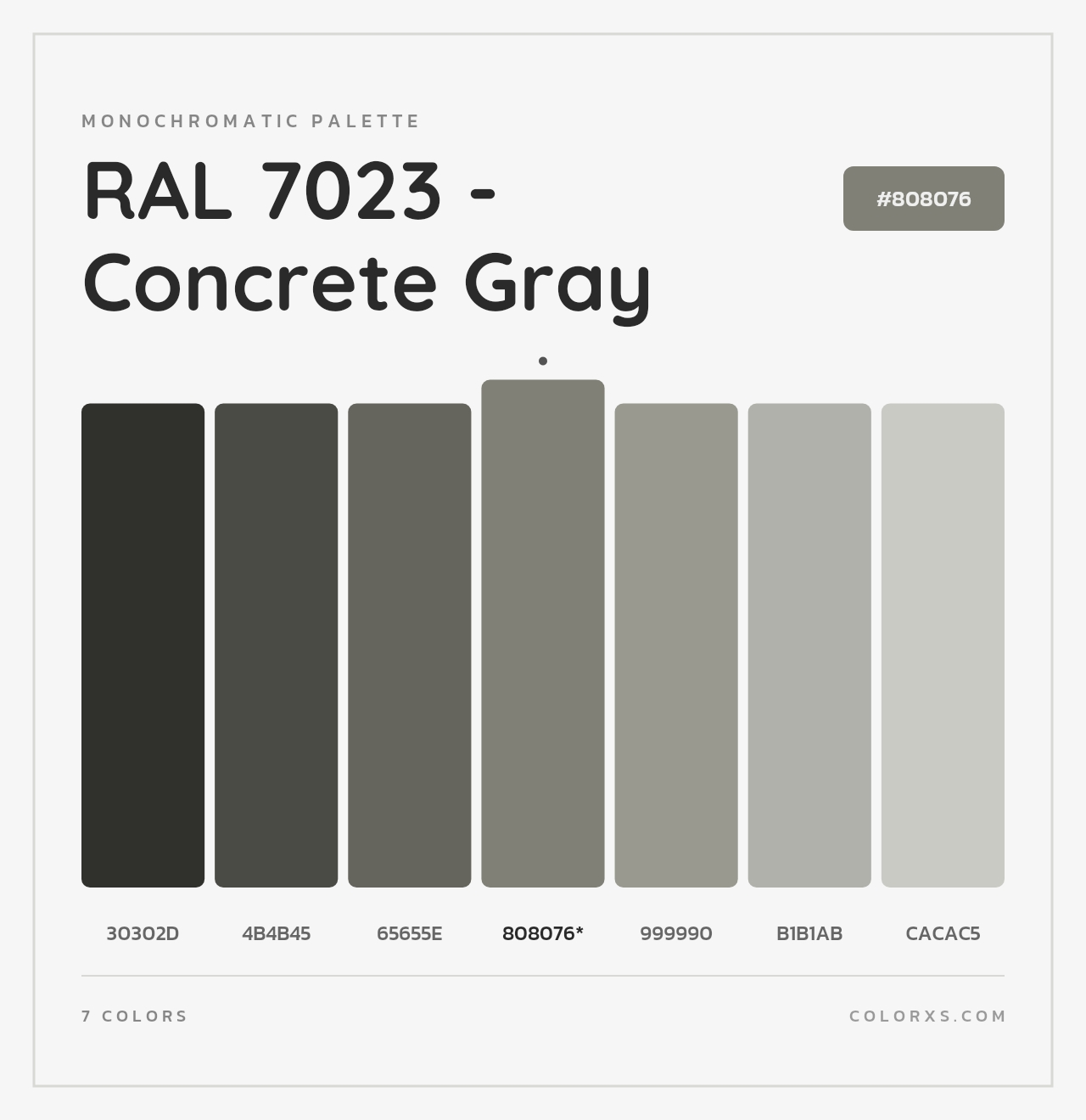 RAL 7023 - Concrete Gray - Monochromatic Color Palette
