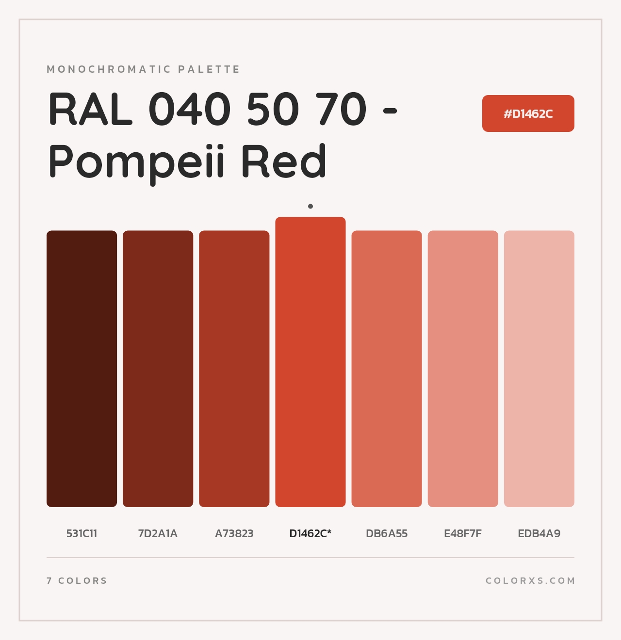 RAL 040 50 70 - Pompeii Red - Monochromatic Color Palette