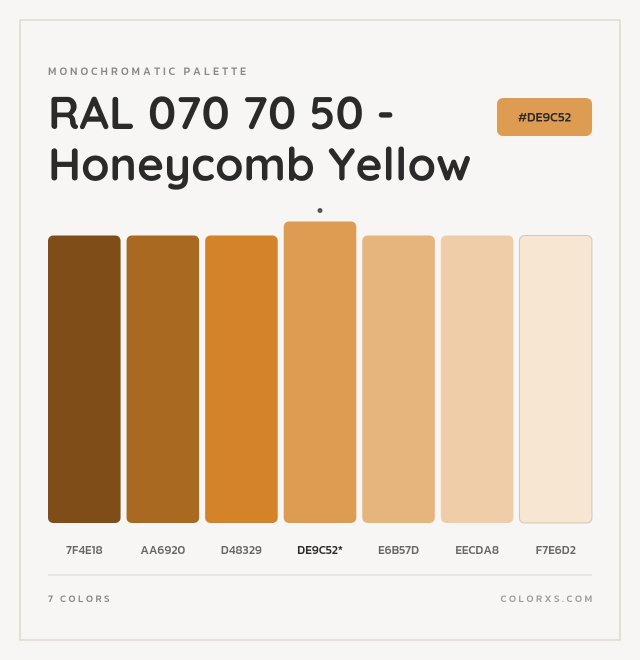 RAL 070 70 50 - Honeycomb Yellow - Monochromatic Color Palette