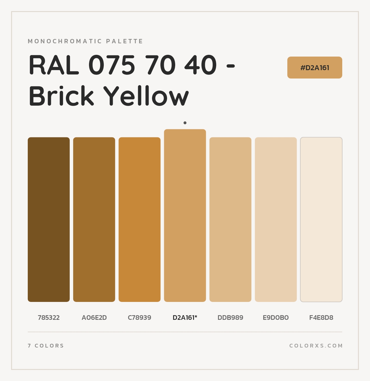 RAL 075 70 40 - Brick Yellow - Monochromatic Color Palette