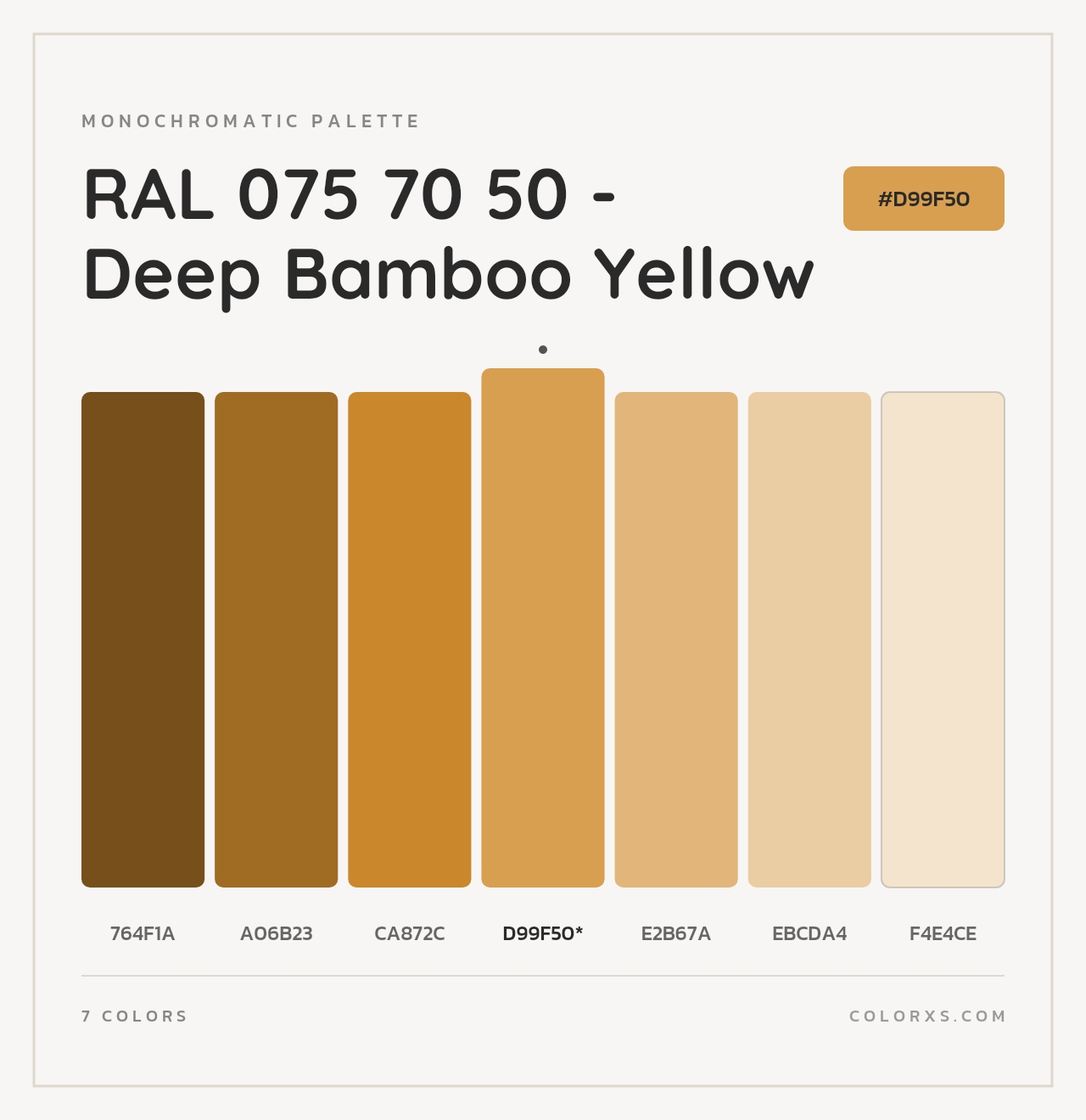 RAL 075 70 50 - Deep Bamboo Yellow - Monochromatic Color Palette