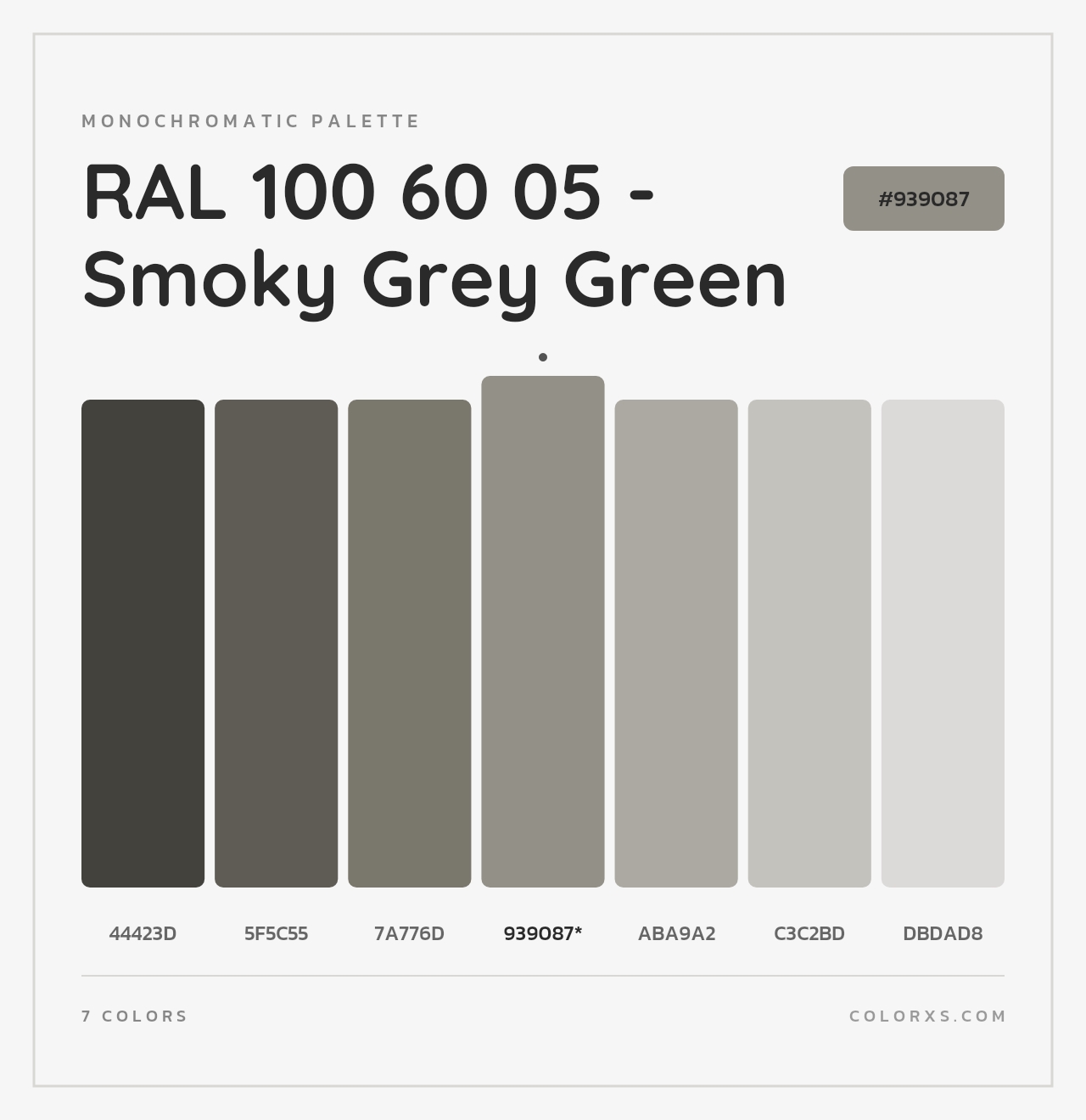 RAL 100 60 05 - Smoky Grey Green - Monochromatic Color Palette