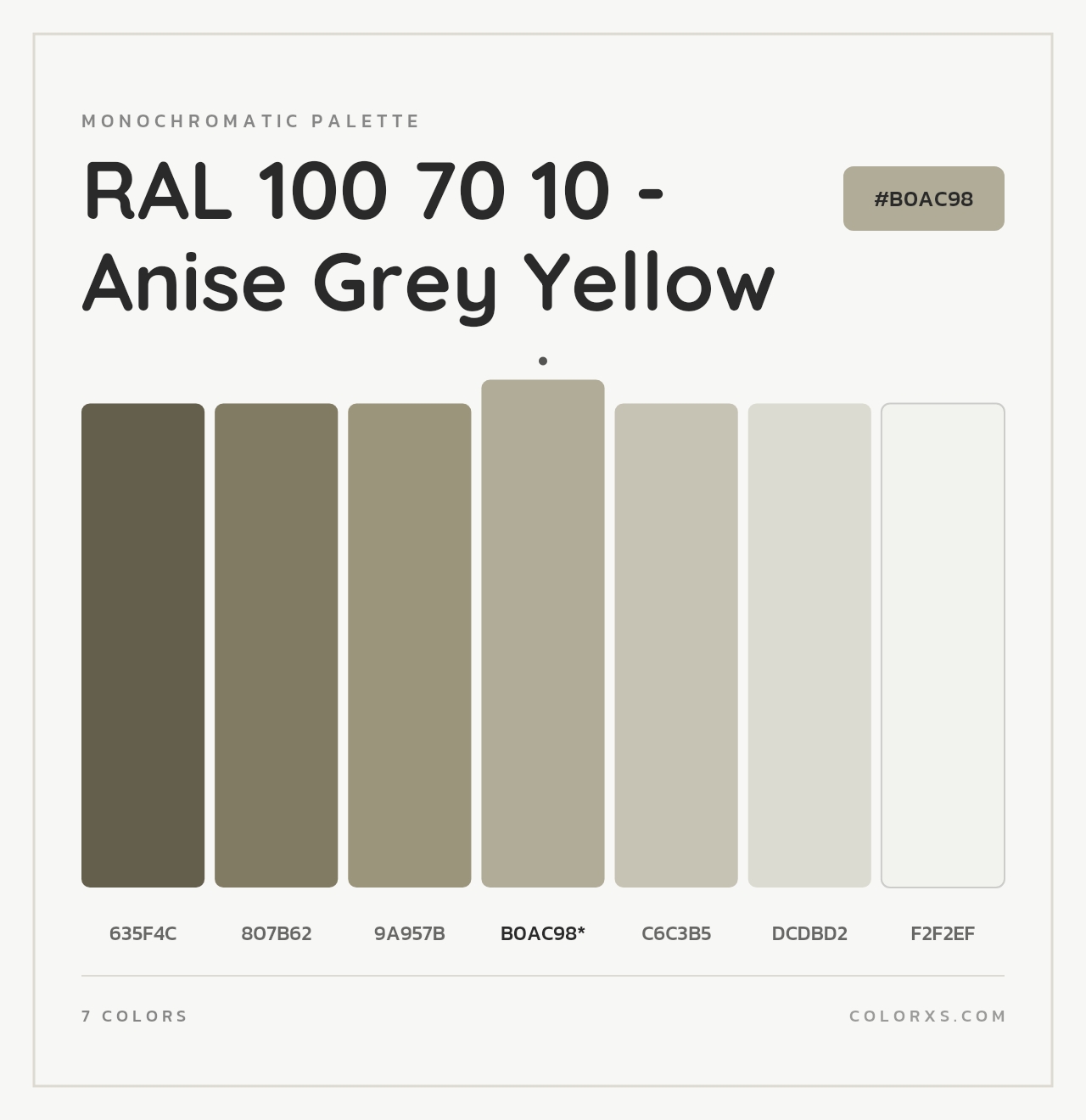 RAL 100 70 10 - Anise Grey Yellow - Monochromatic Color Palette