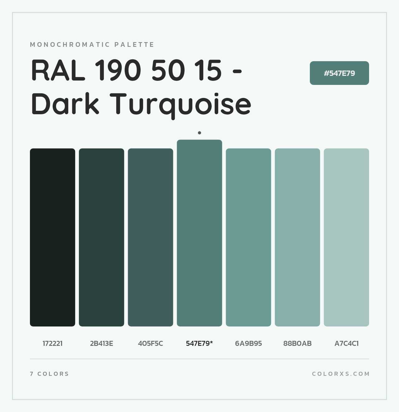 RAL 190 50 15 - Dark Turquoise - Monochromatic Color Palette