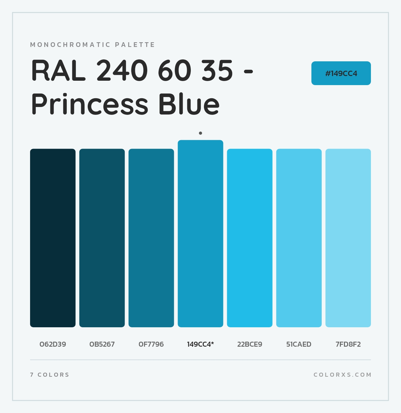 RAL 240 60 35 - Princess Blue - Monochromatic Color Palette