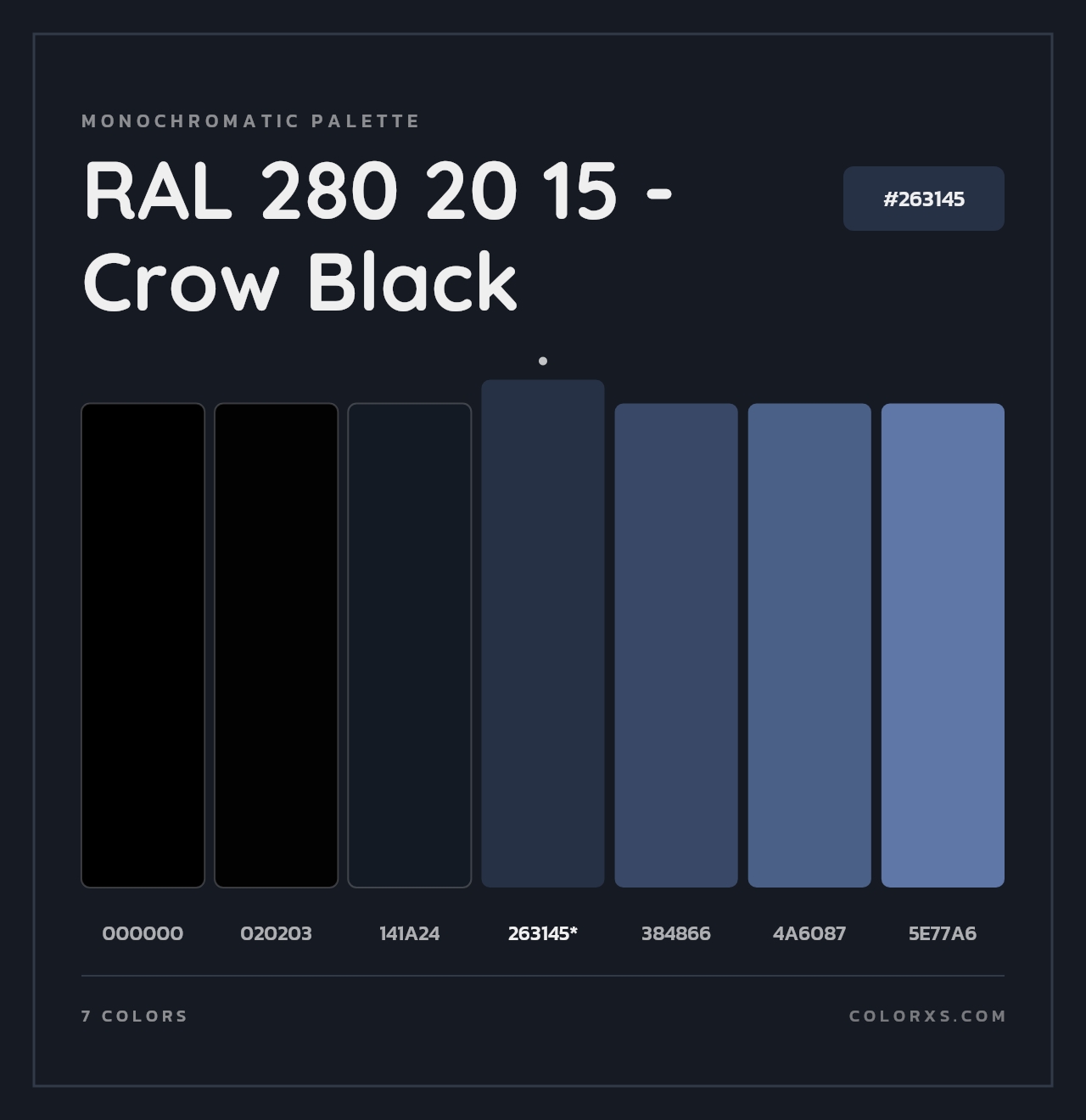 RAL 280 20 15 - Crow Black - Monochromatic Color Palette