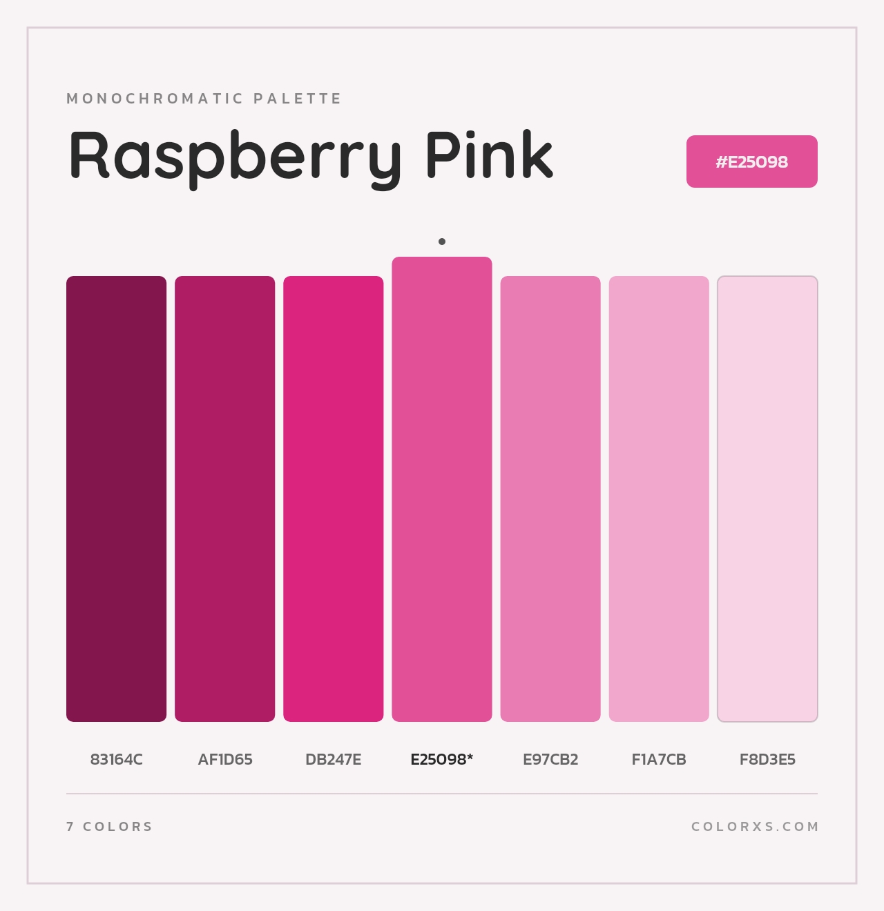 Raspberry Pink - Monochromatic Color Palette