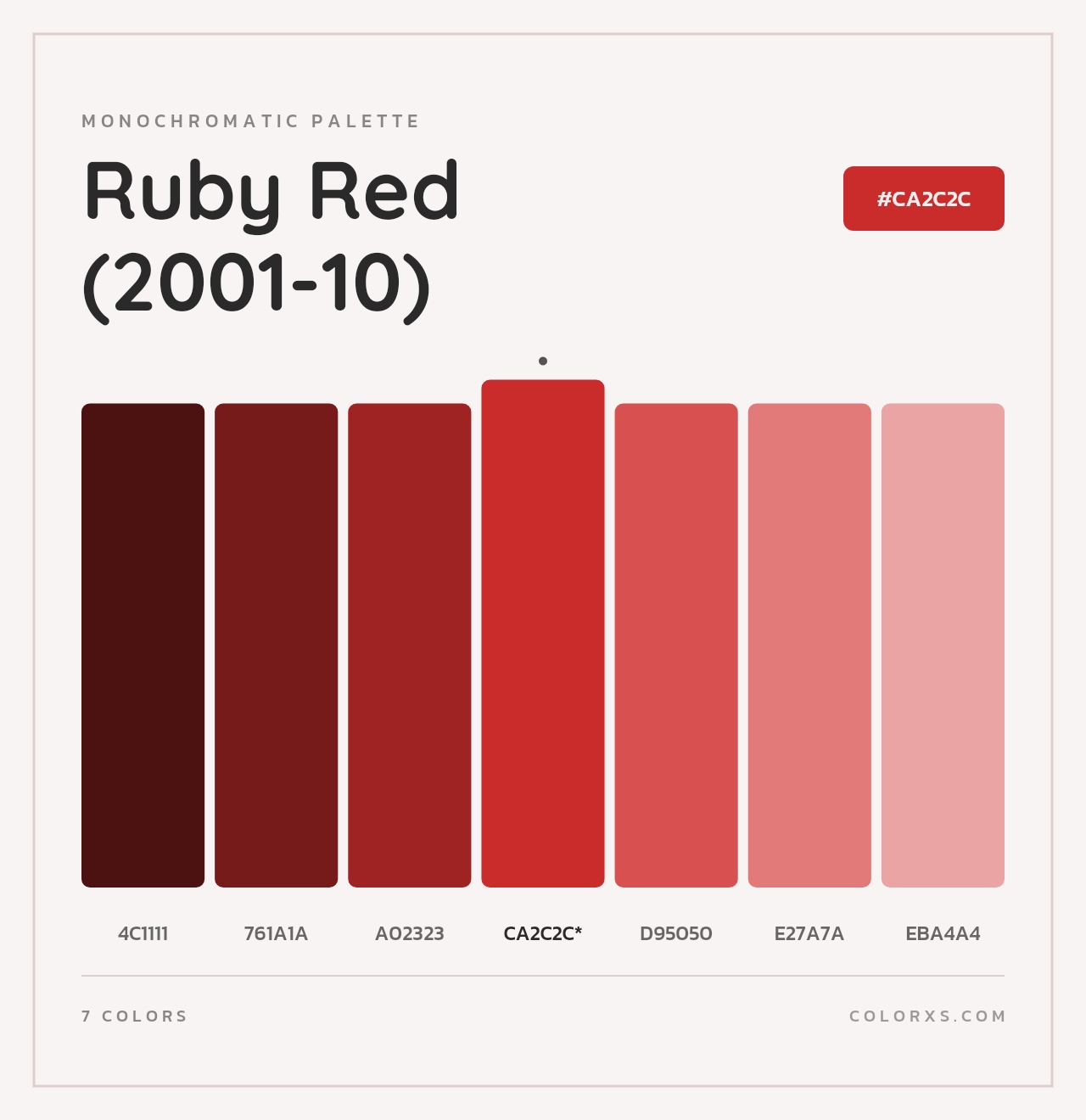 Ruby Red (2001-10) - Monochromatic Color Palette