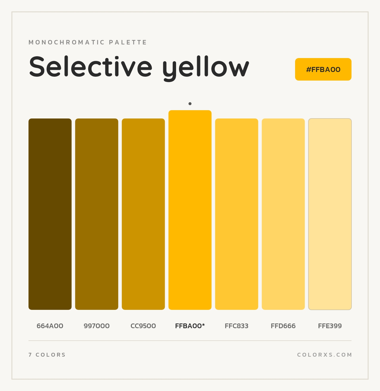 Selective yellow - Monochromatic Color Palette
