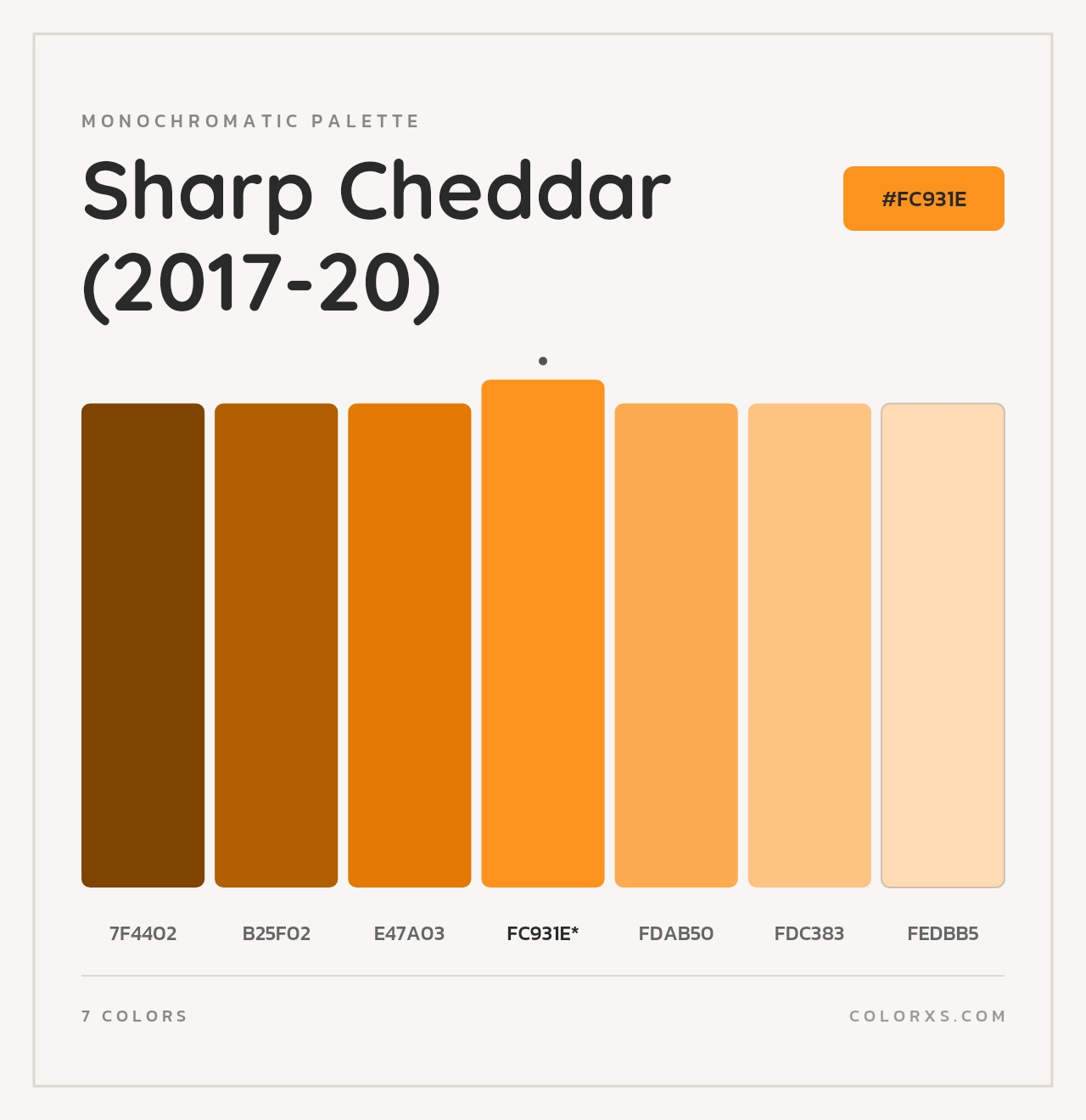 Sharp Cheddar (2017-20) - Monochromatic Color Palette