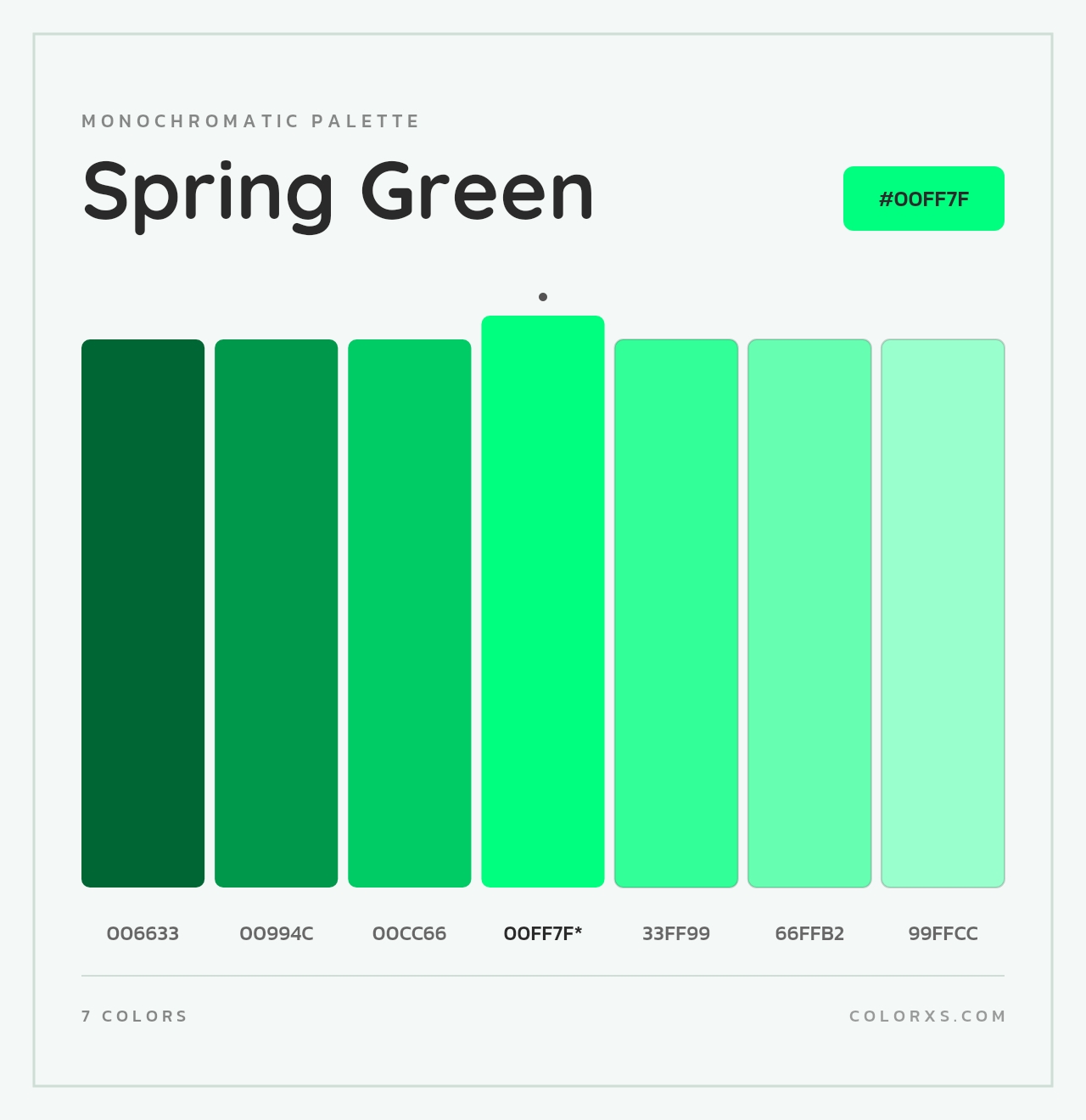 Spring Green - Monochromatic Color Palette