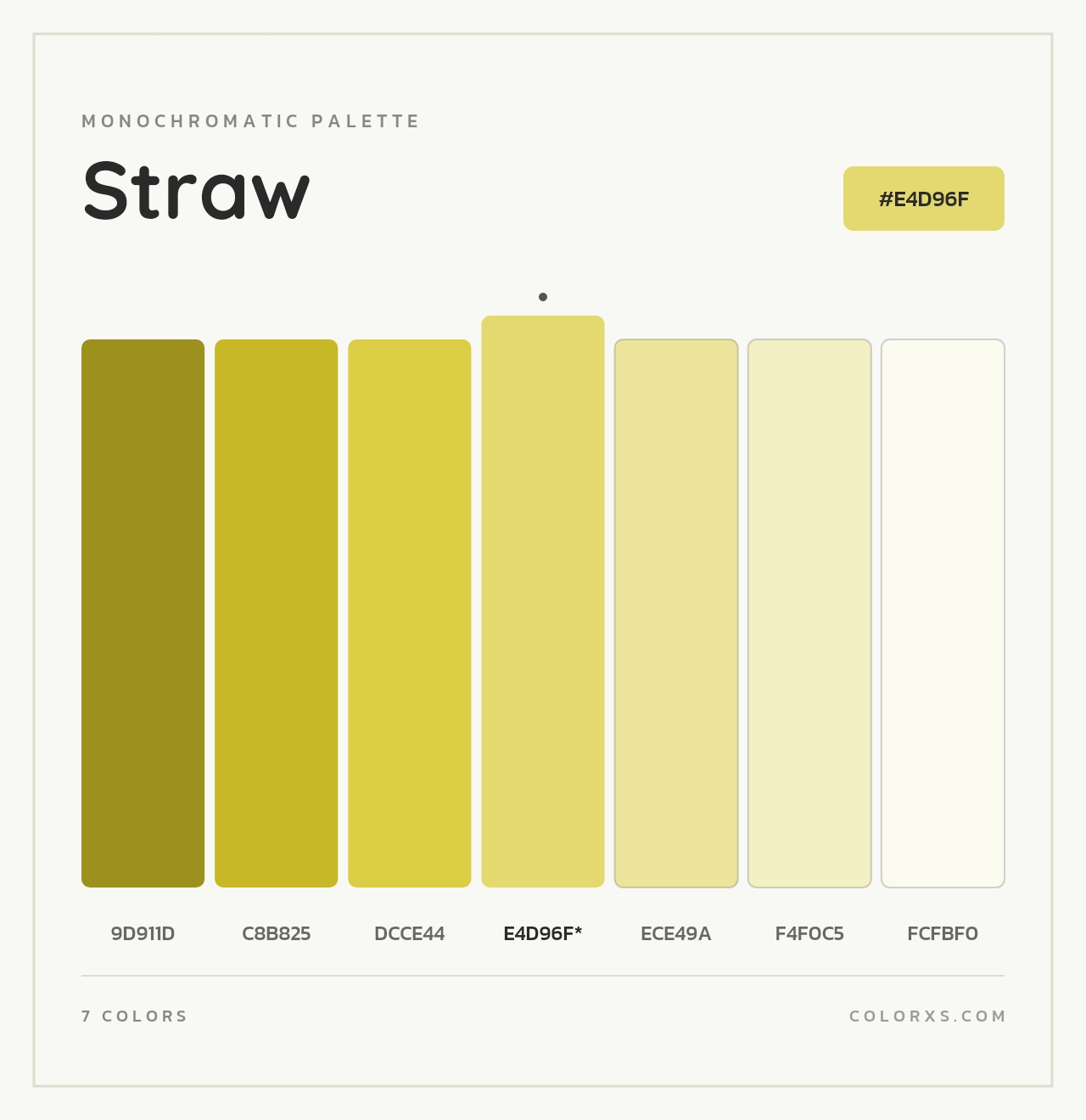Straw - Monochromatic Color Palette