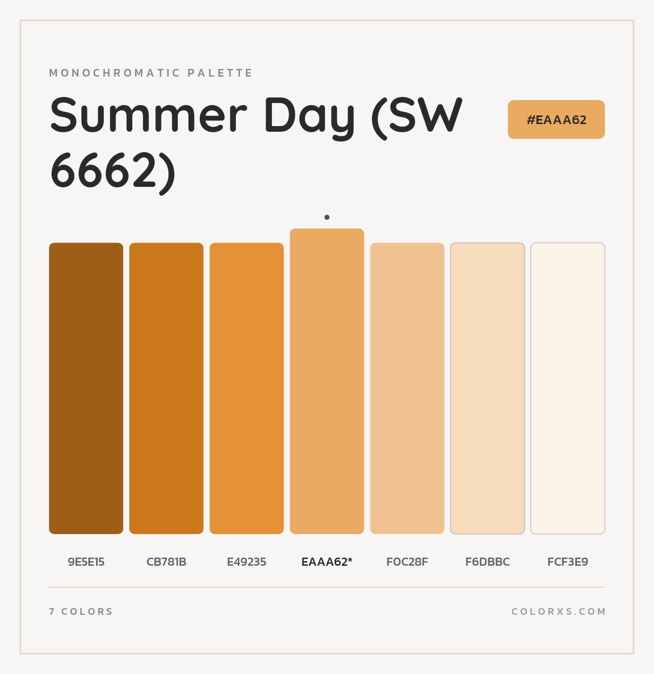 Summer Day (SW 6662) - Monochromatic Color Palette
