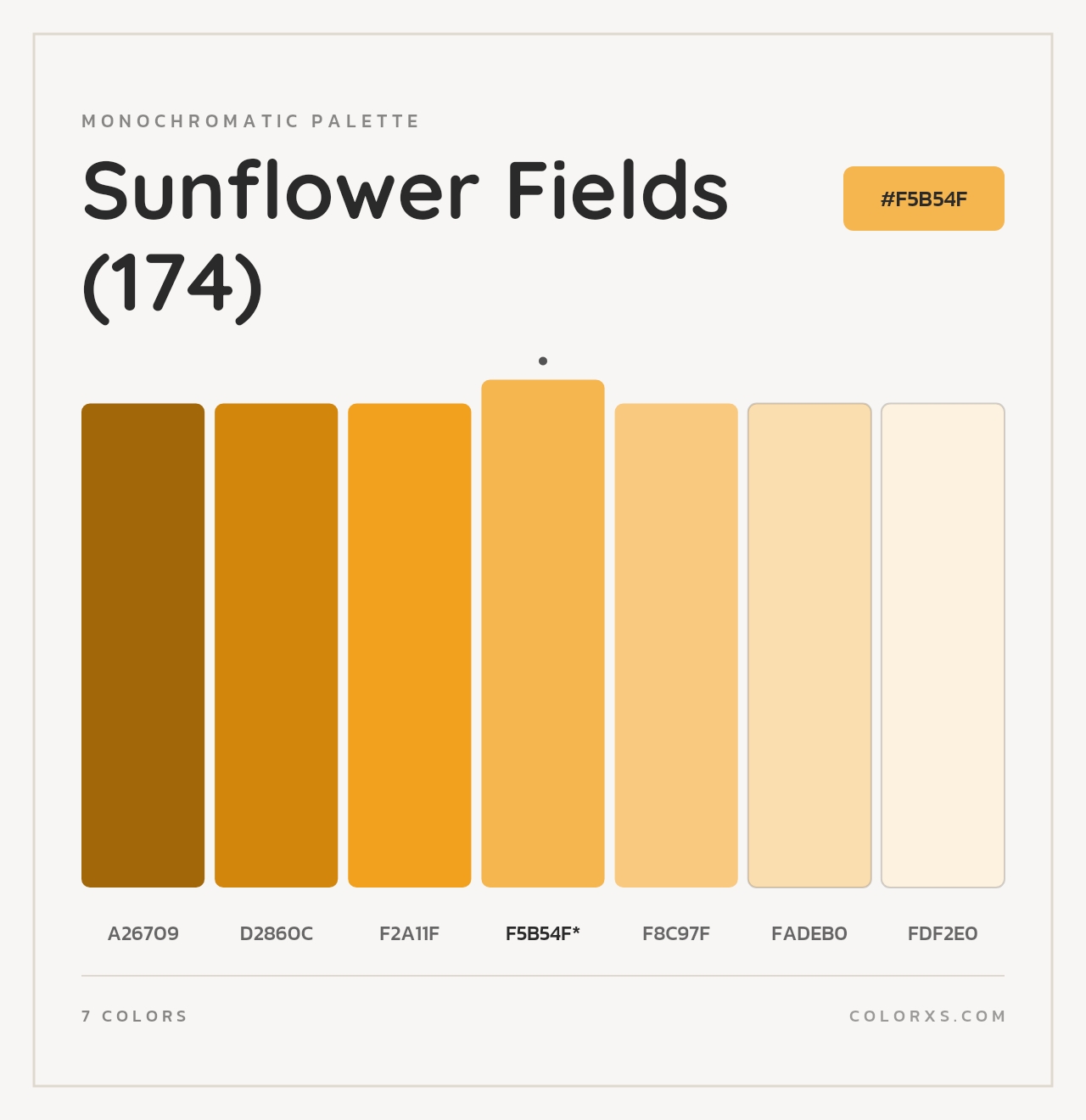 Sunflower Fields (174) - Monochromatic Color Palette