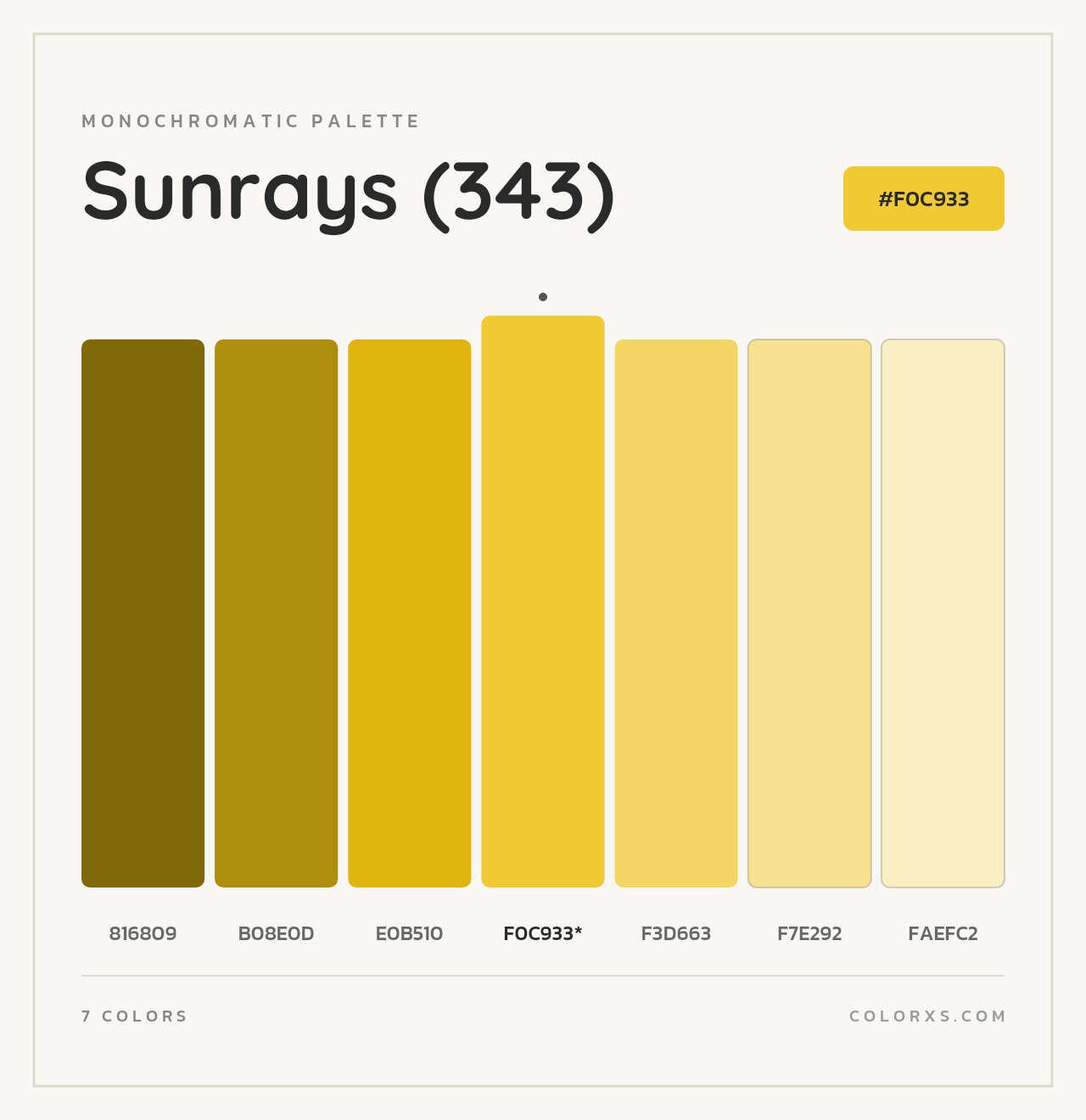 Sunrays (343) - Monochromatic Color Palette