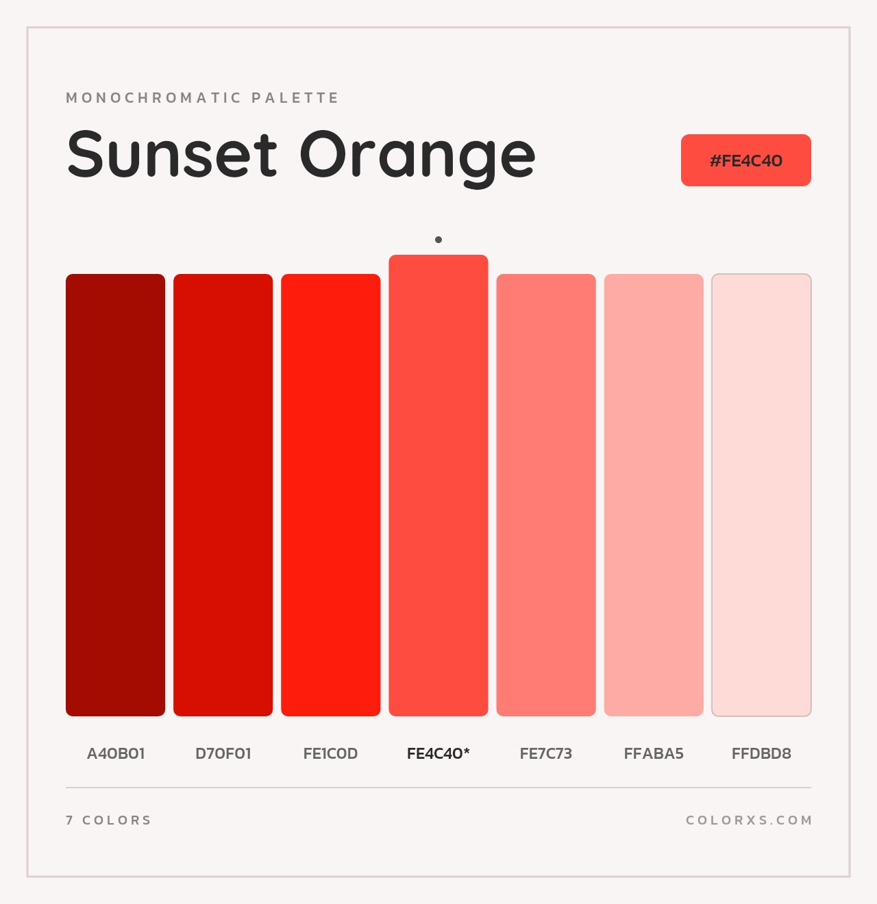 Sunset Orange - Monochromatic Color Palette