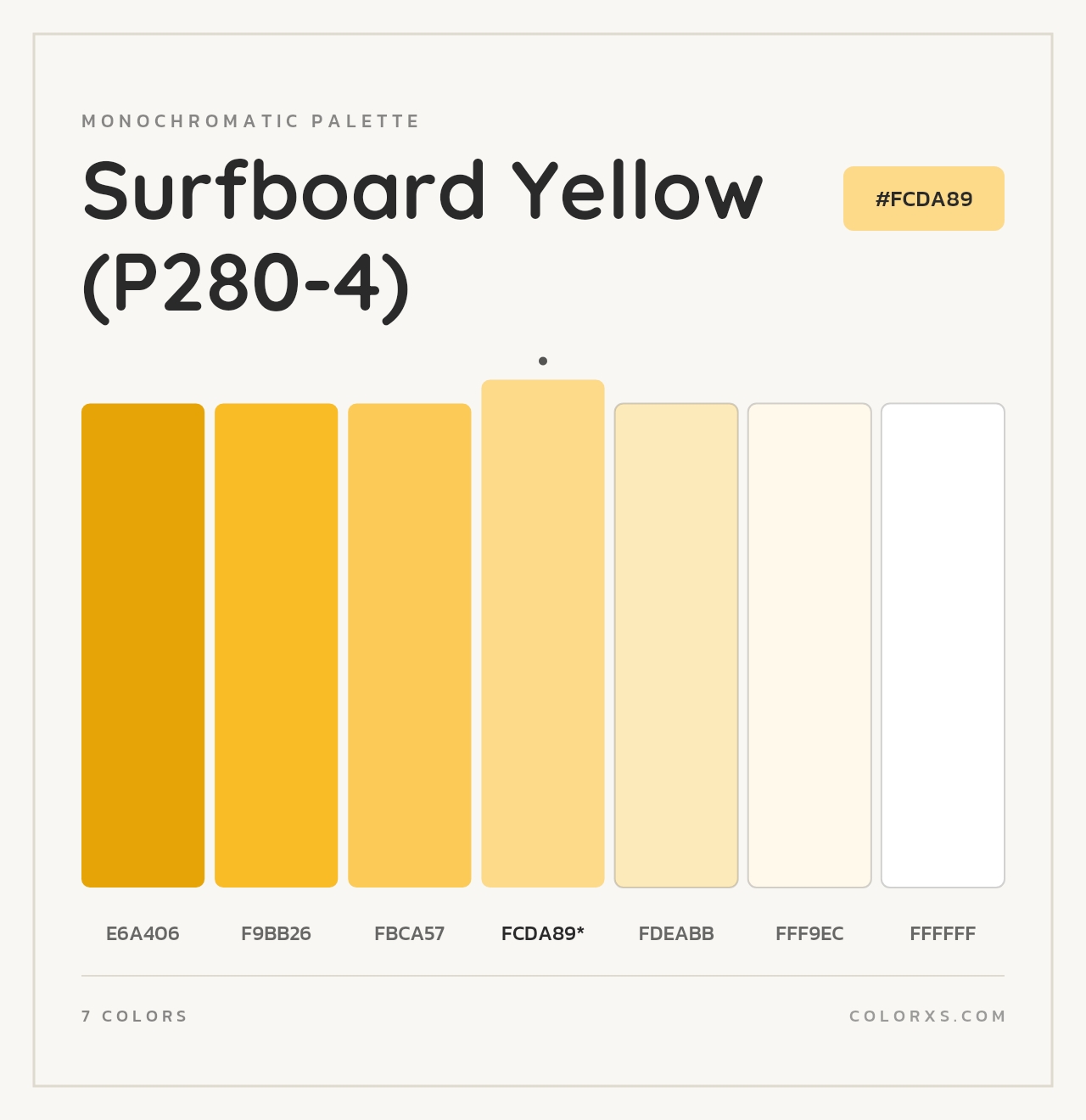Surfboard Yellow (P280-4) - Monochromatic Color Palette