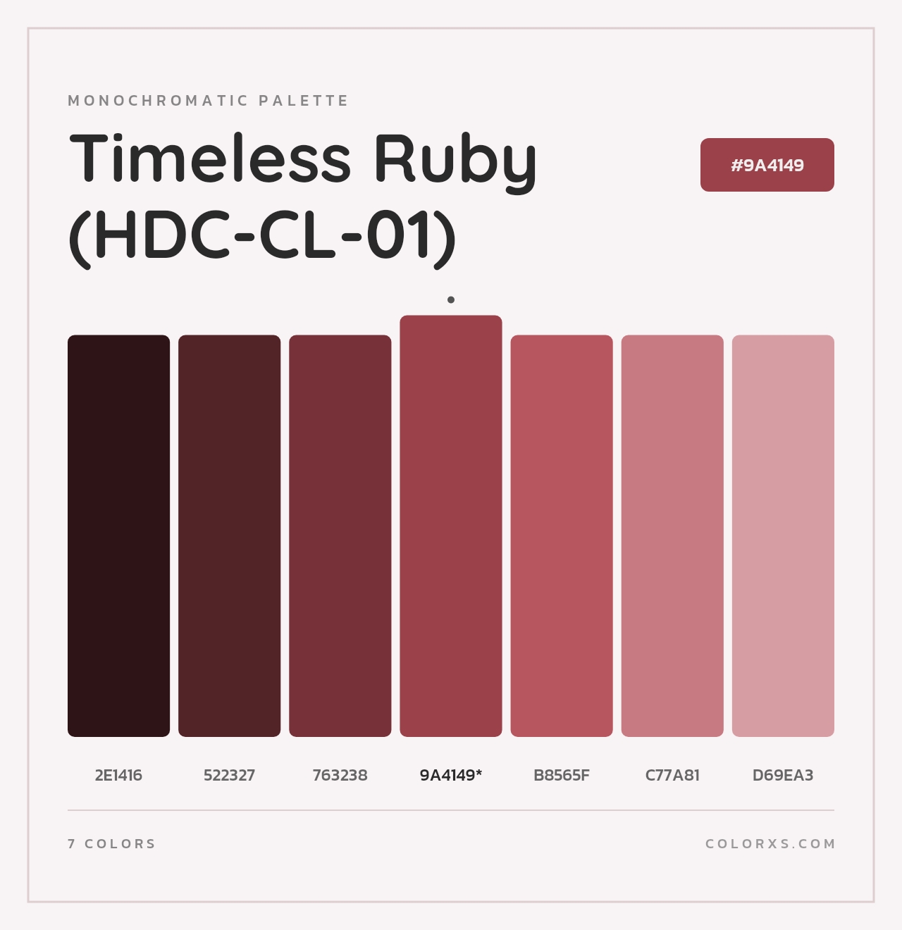 Timeless Ruby (HDC-CL-01) - Monochromatic Color Palette