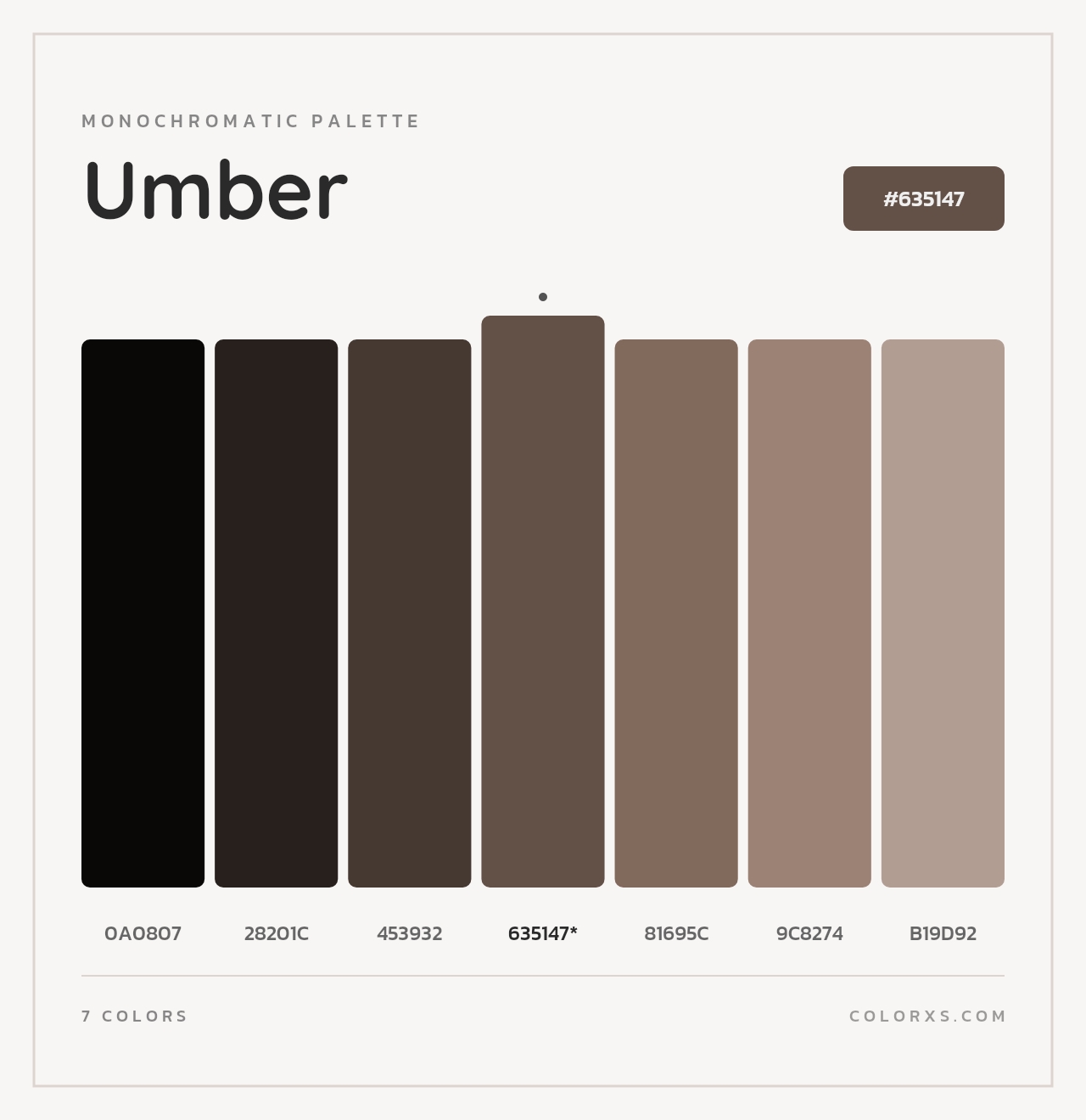 Umber - Monochromatic Color Palette