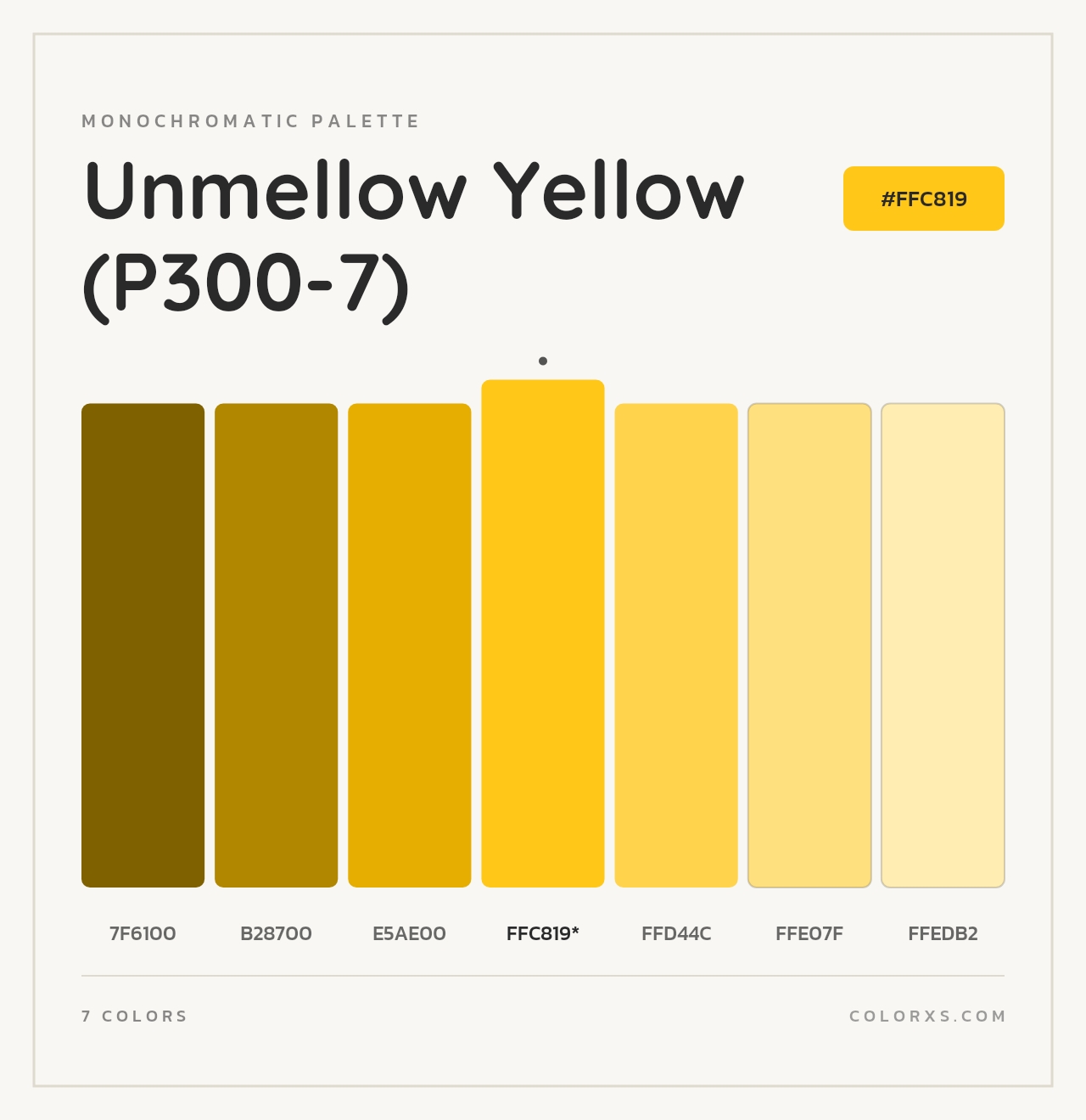 Unmellow Yellow (P300-7) - Monochromatic Color Palette