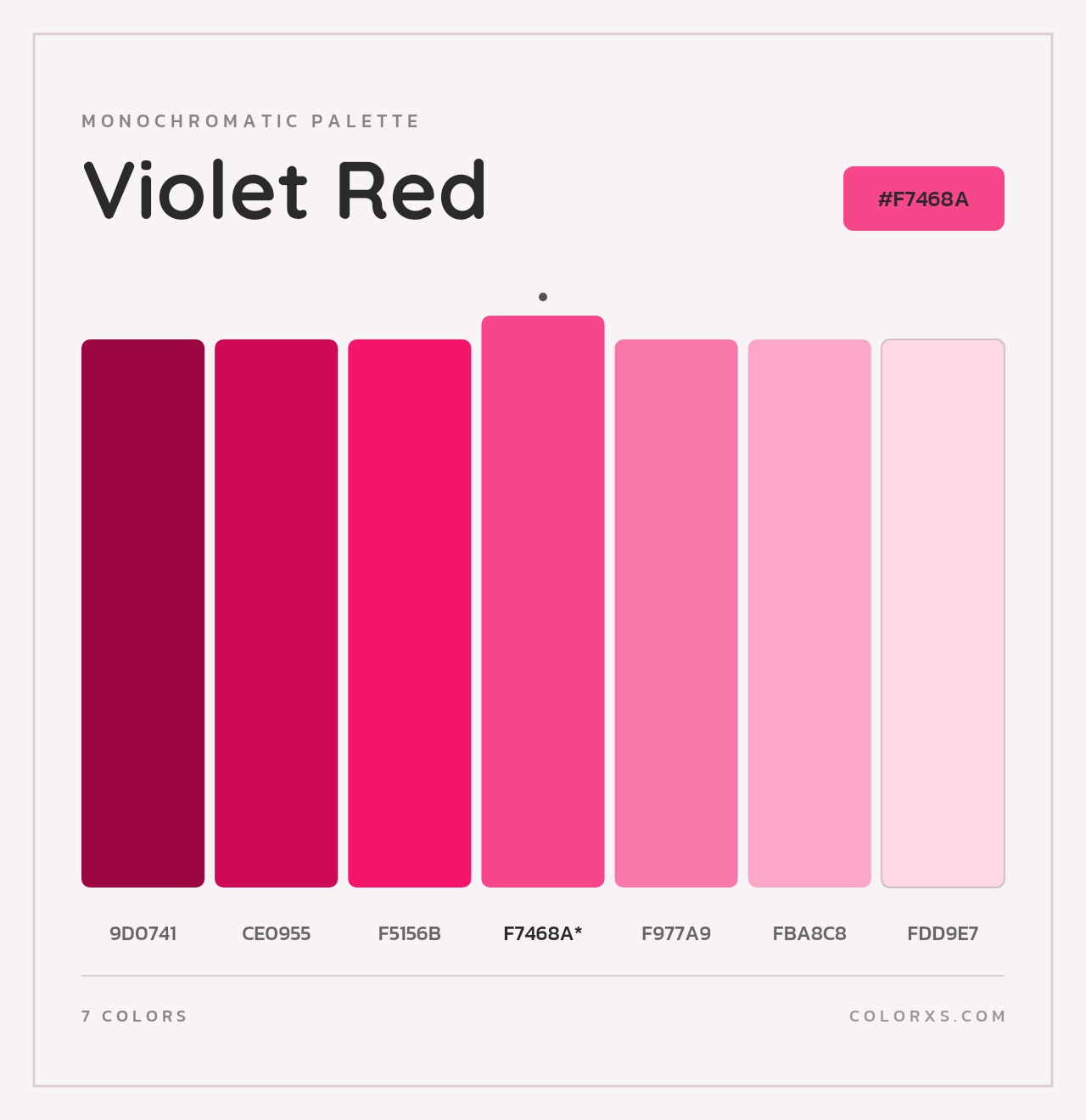 Violet Red - Monochromatic Color Palette