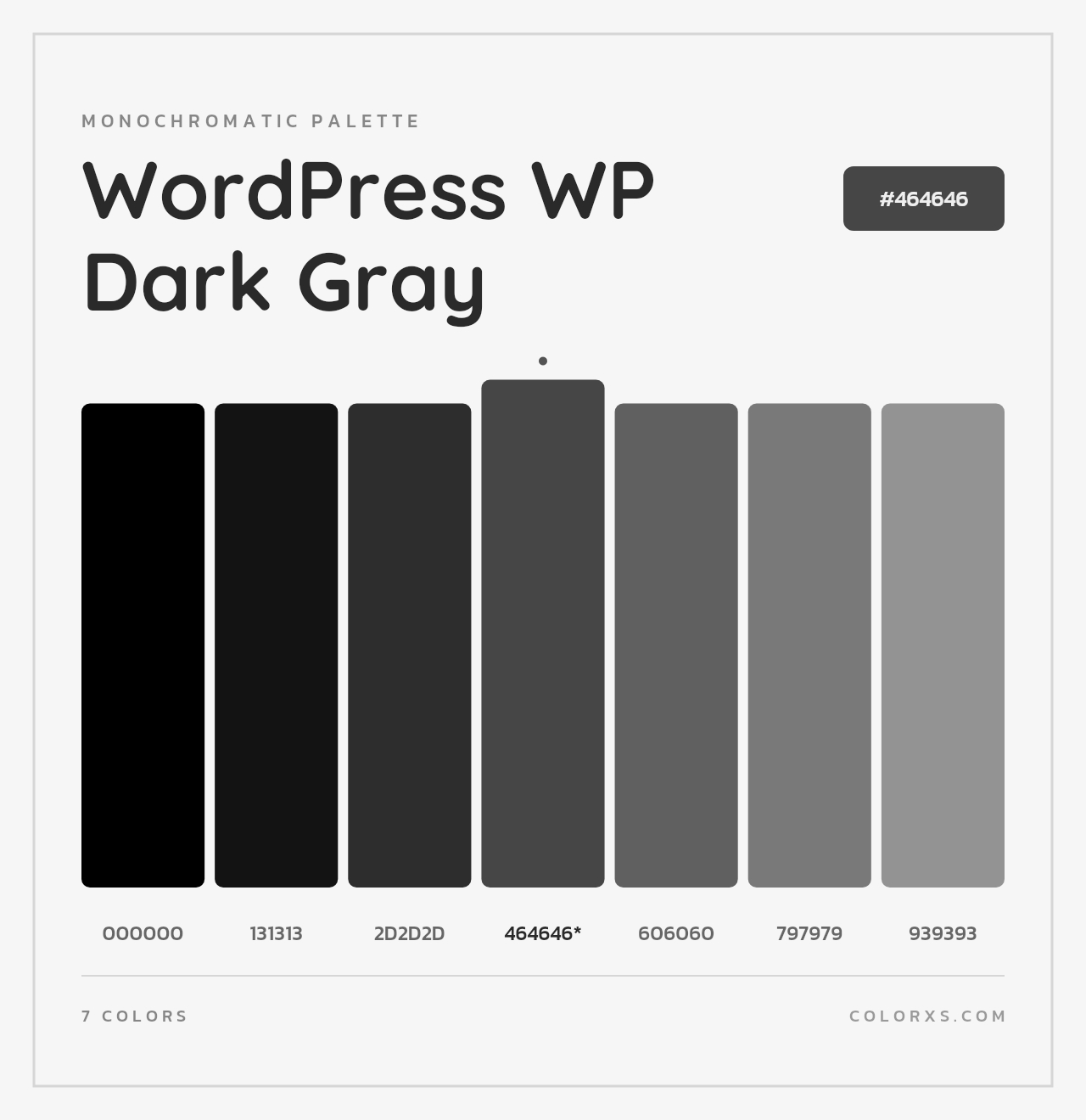 WordPress WP Dark Gray - Monochromatic Color Palette
