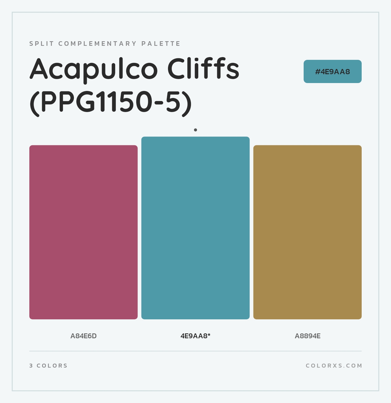 Acapulco Cliffs (PPG1150-5) - Split-Complementary Color Palette
