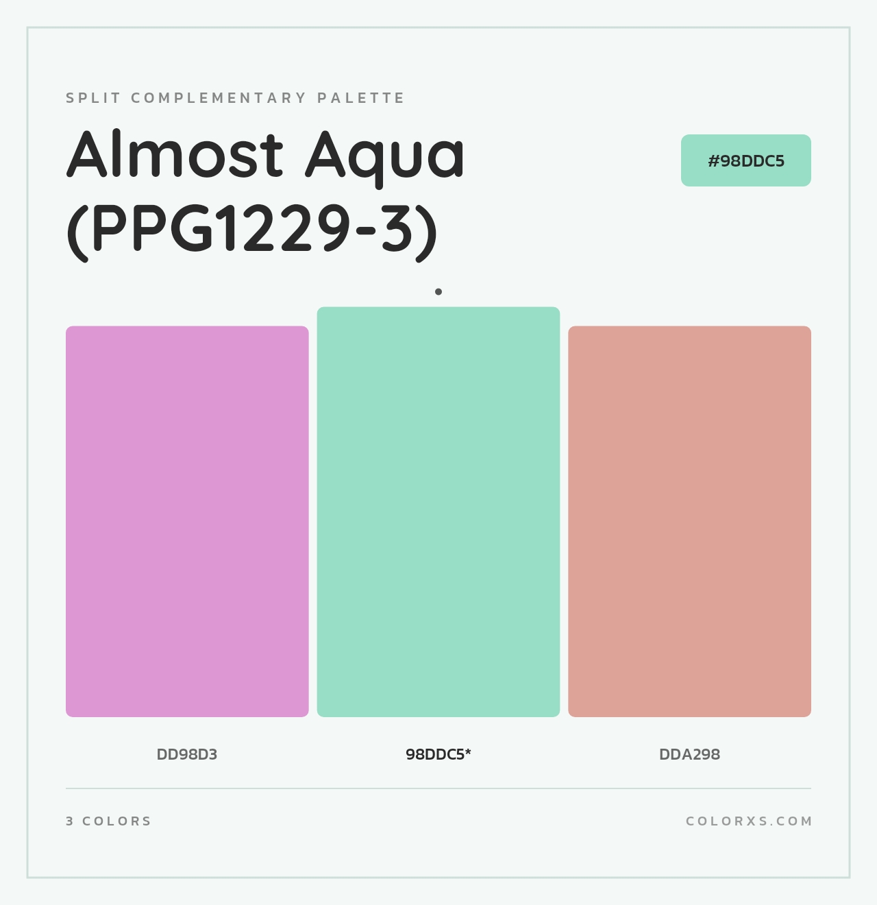 Almost Aqua (PPG1229-3) - Split-Complementary Color Palette