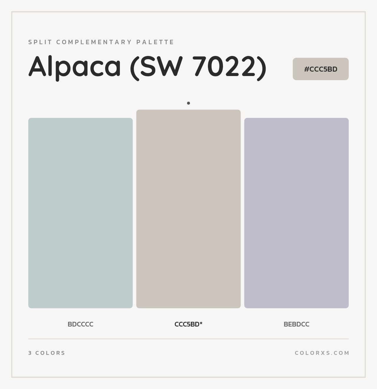 Alpaca (SW 7022) - Split-Complementary Color Palette