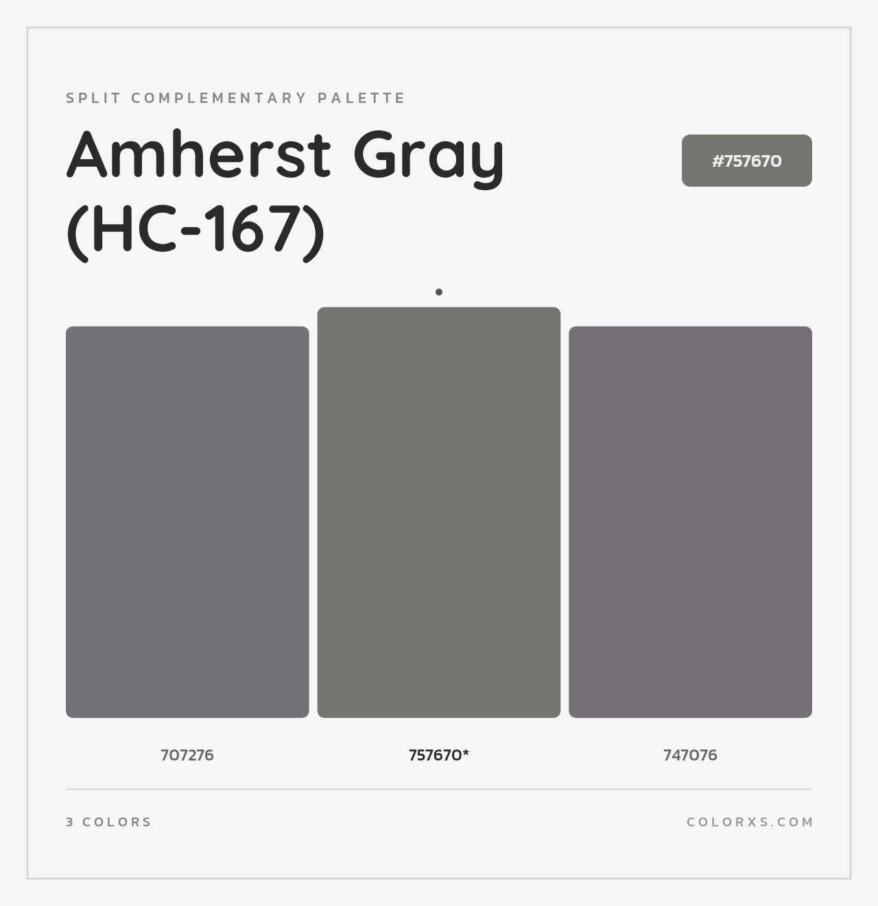 Amherst Gray (HC-167) - Split-Complementary Color Palette