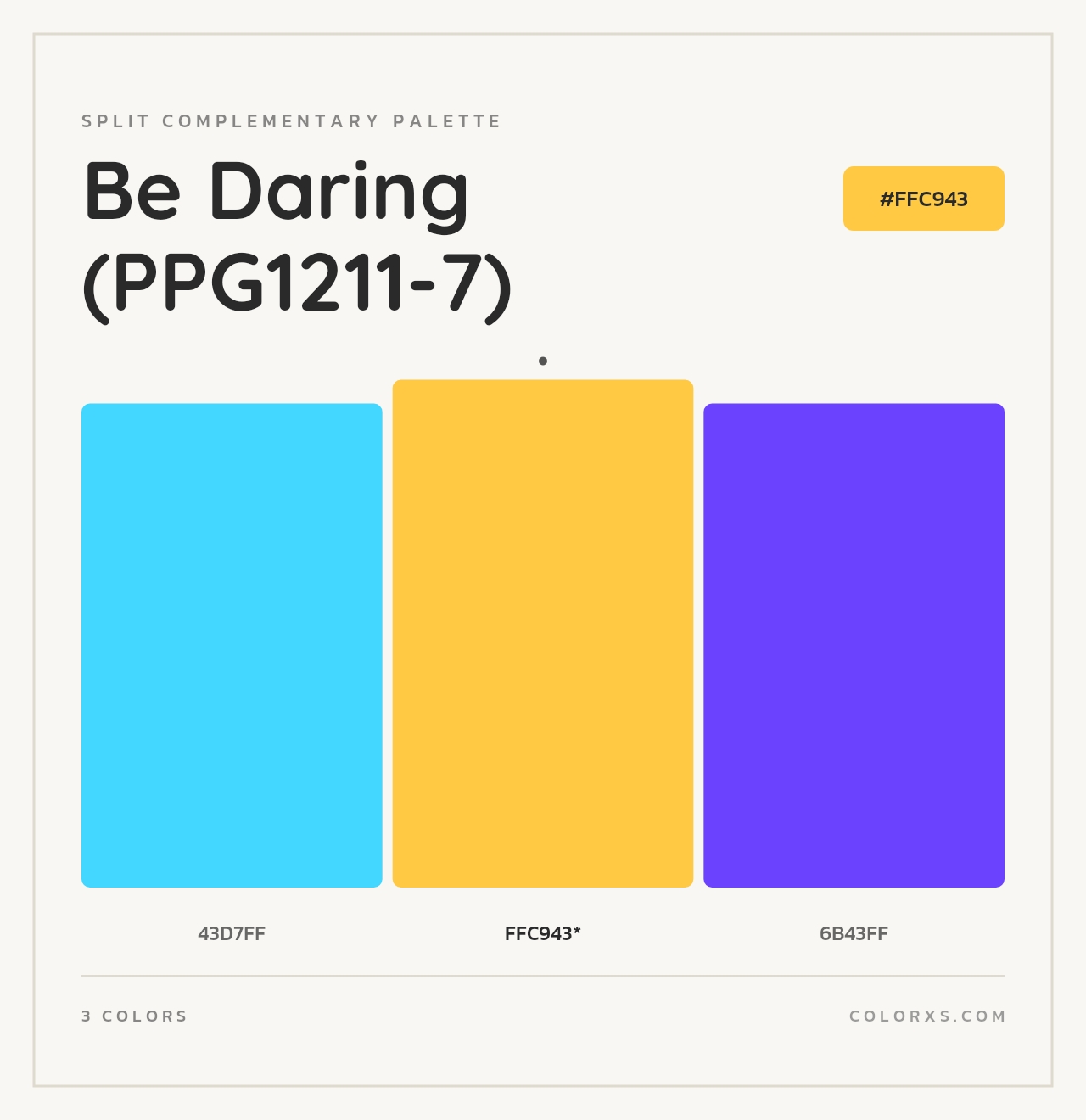 Be Daring (PPG1211-7) - Split-Complementary Color Palette