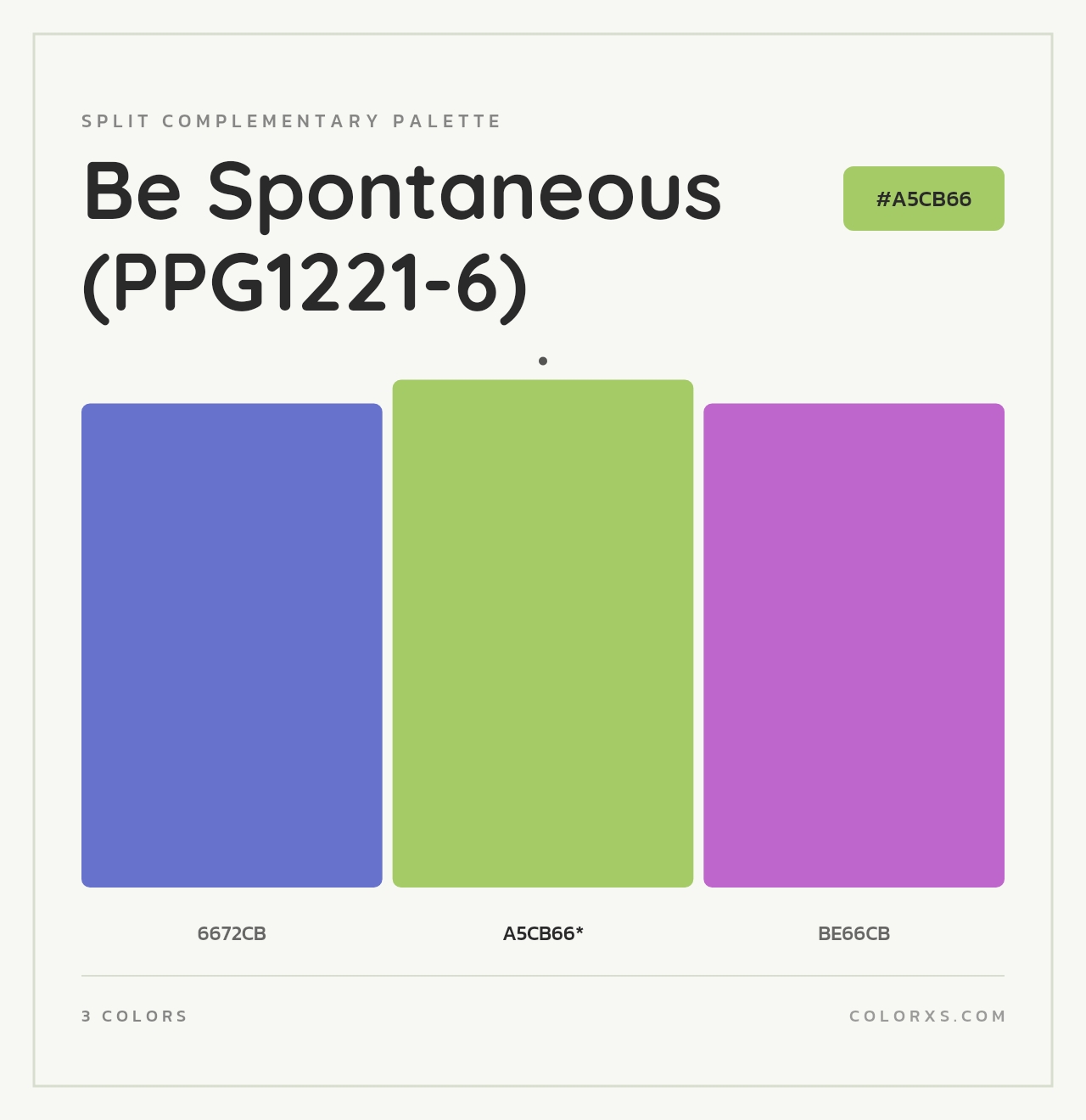 Be Spontaneous (PPG1221-6) - Split-Complementary Color Palette