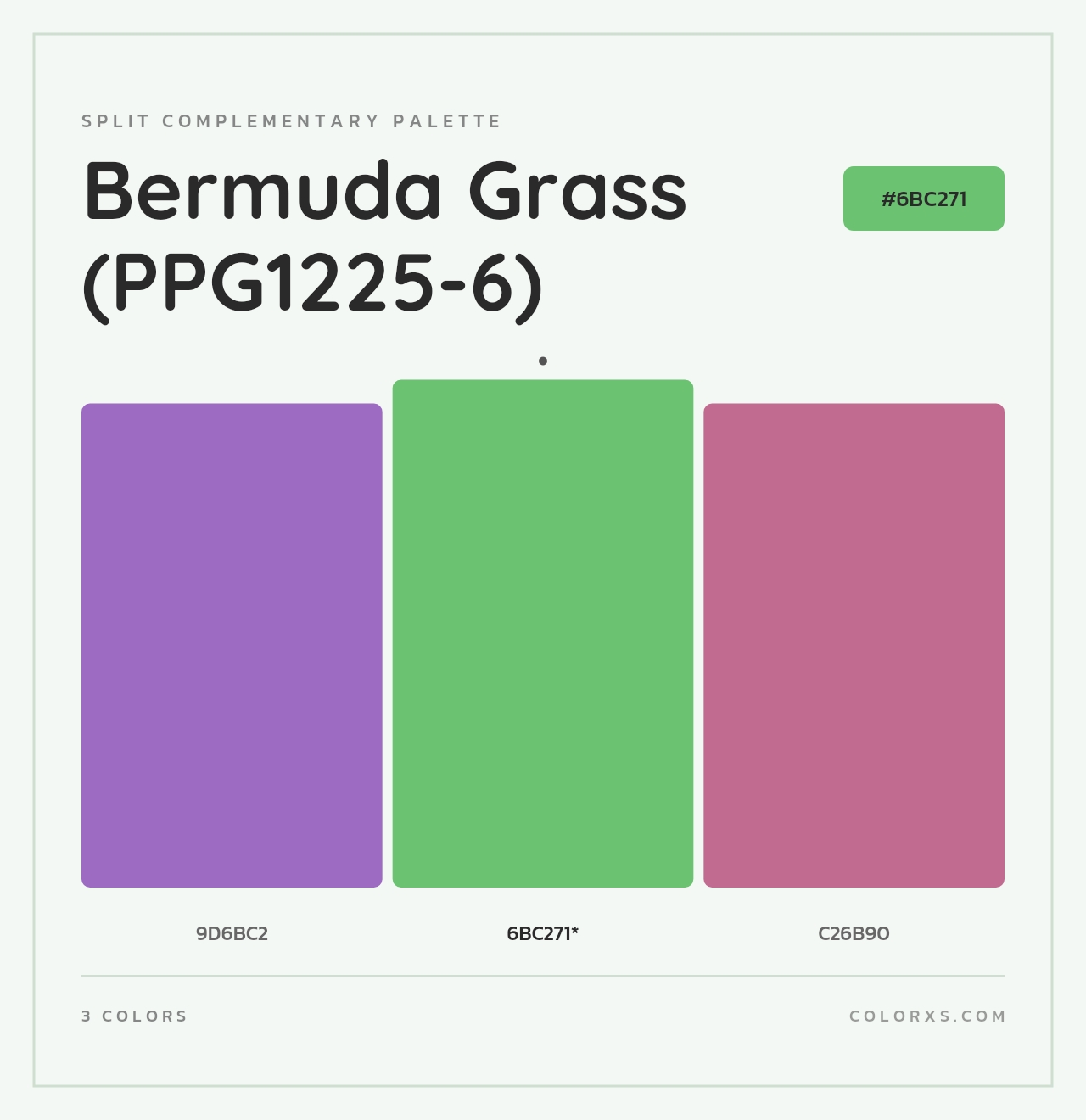 Bermuda Grass (PPG1225-6) - Split-Complementary Color Palette