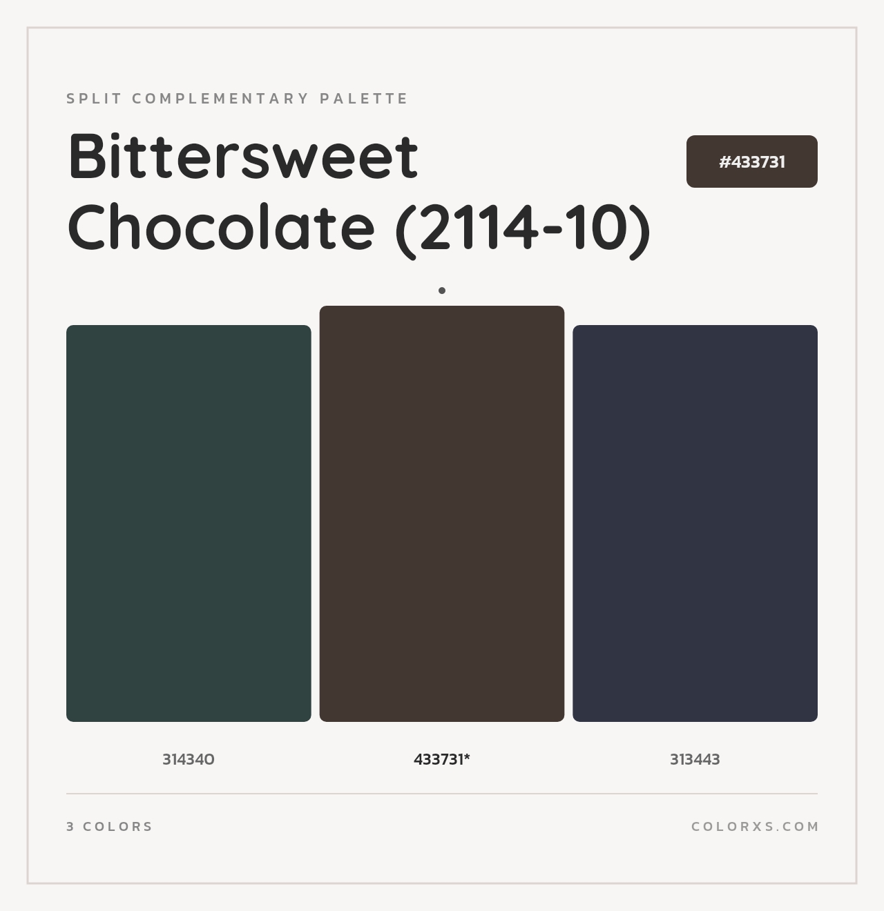 Bittersweet Chocolate (2114-10) - Split-Complementary Color Palette