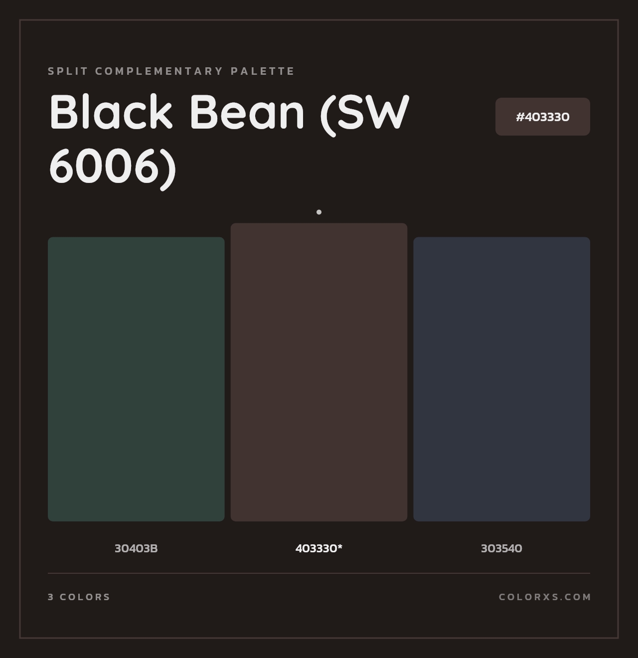 Black Bean (SW 6006) - Split-Complementary Color Palette