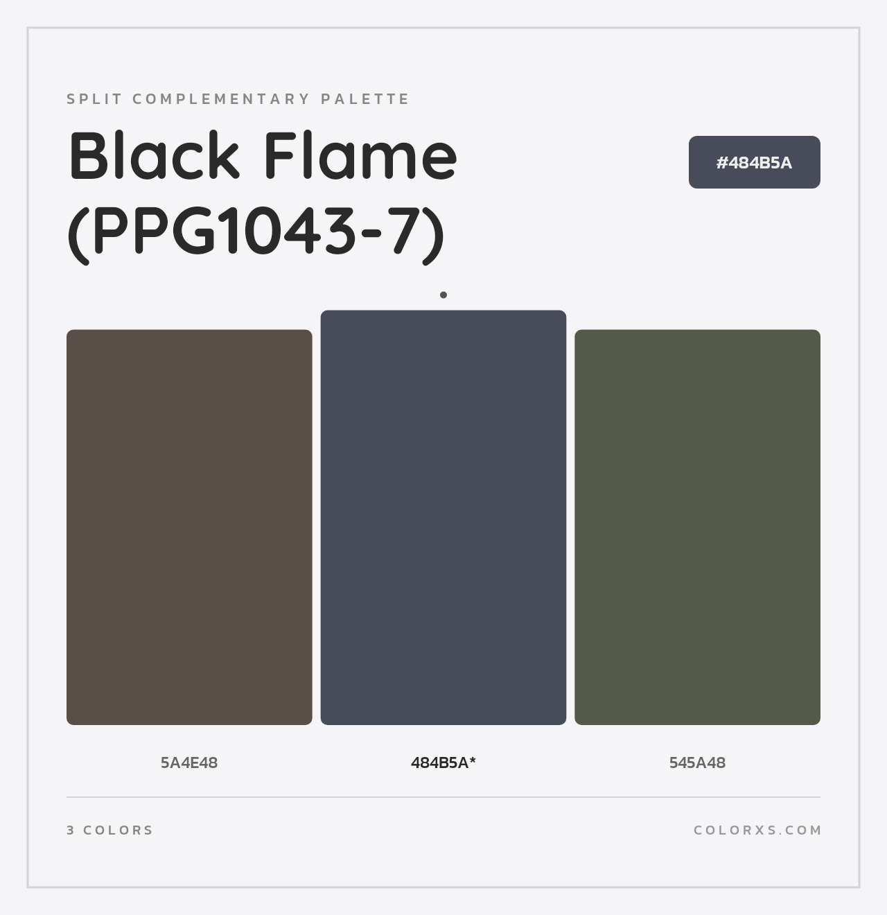 Black Flame (PPG1043-7) - Split-Complementary Color Palette